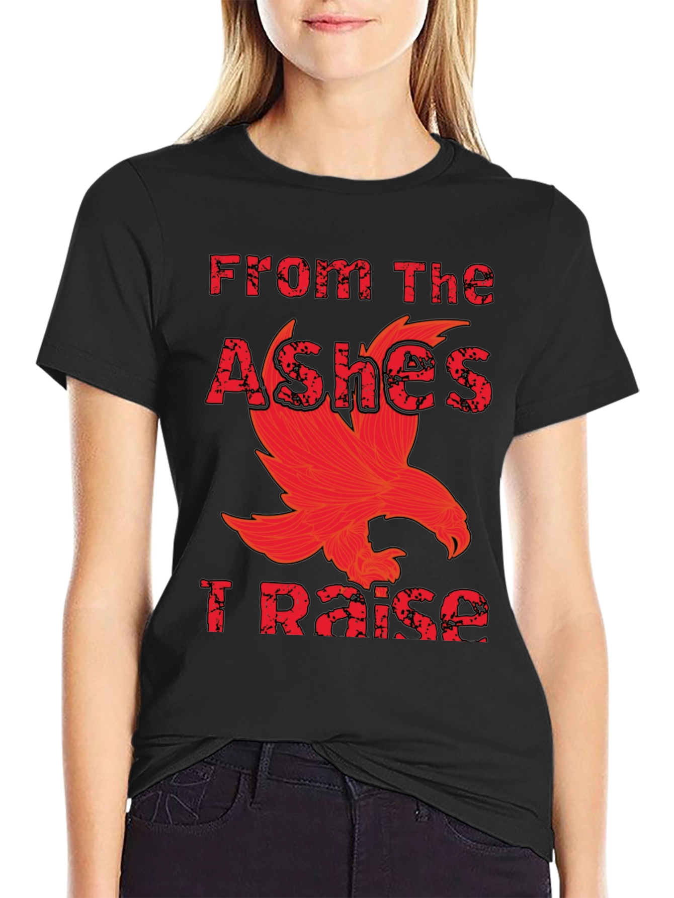 Black From The Ashes I Raise Phoenix Graphic T-Shirt view 2
