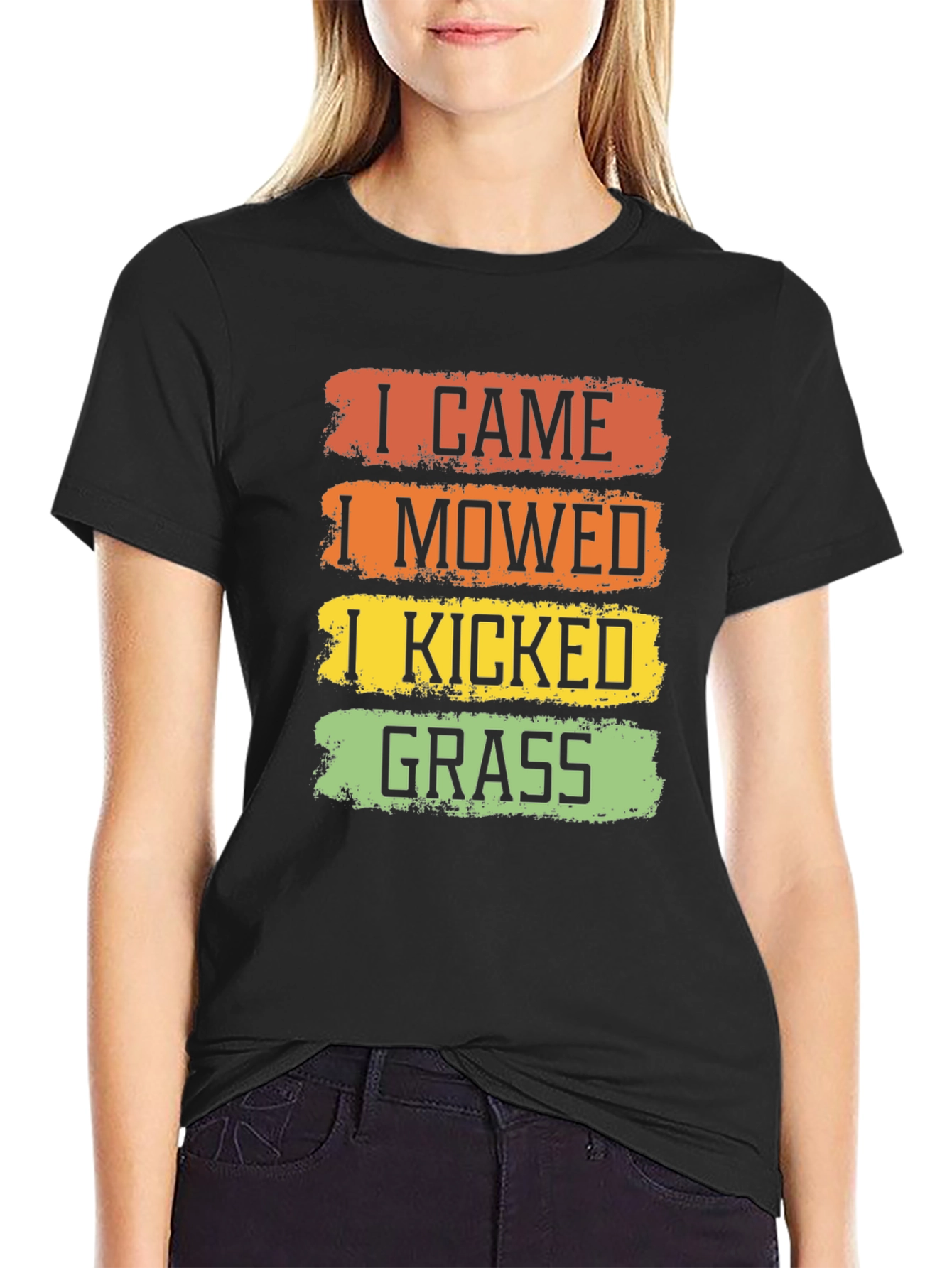 Black I Came I Mowed I Kicked Grass T-Shirt view 2