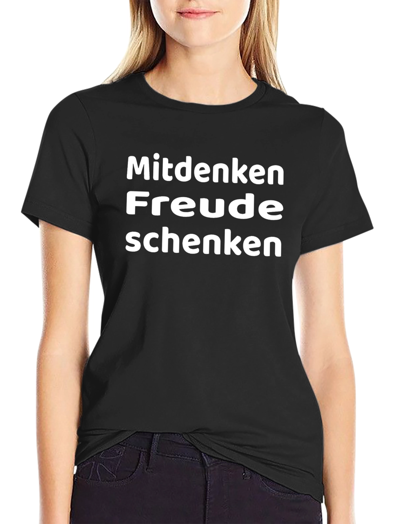 Black Mitdenken Freude Schenken T-Shirt view 2