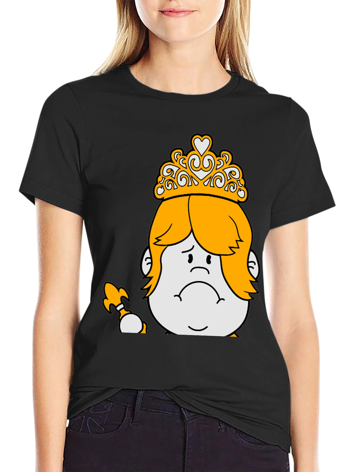 Black Sad Crowned Cartoon Tee view 2
