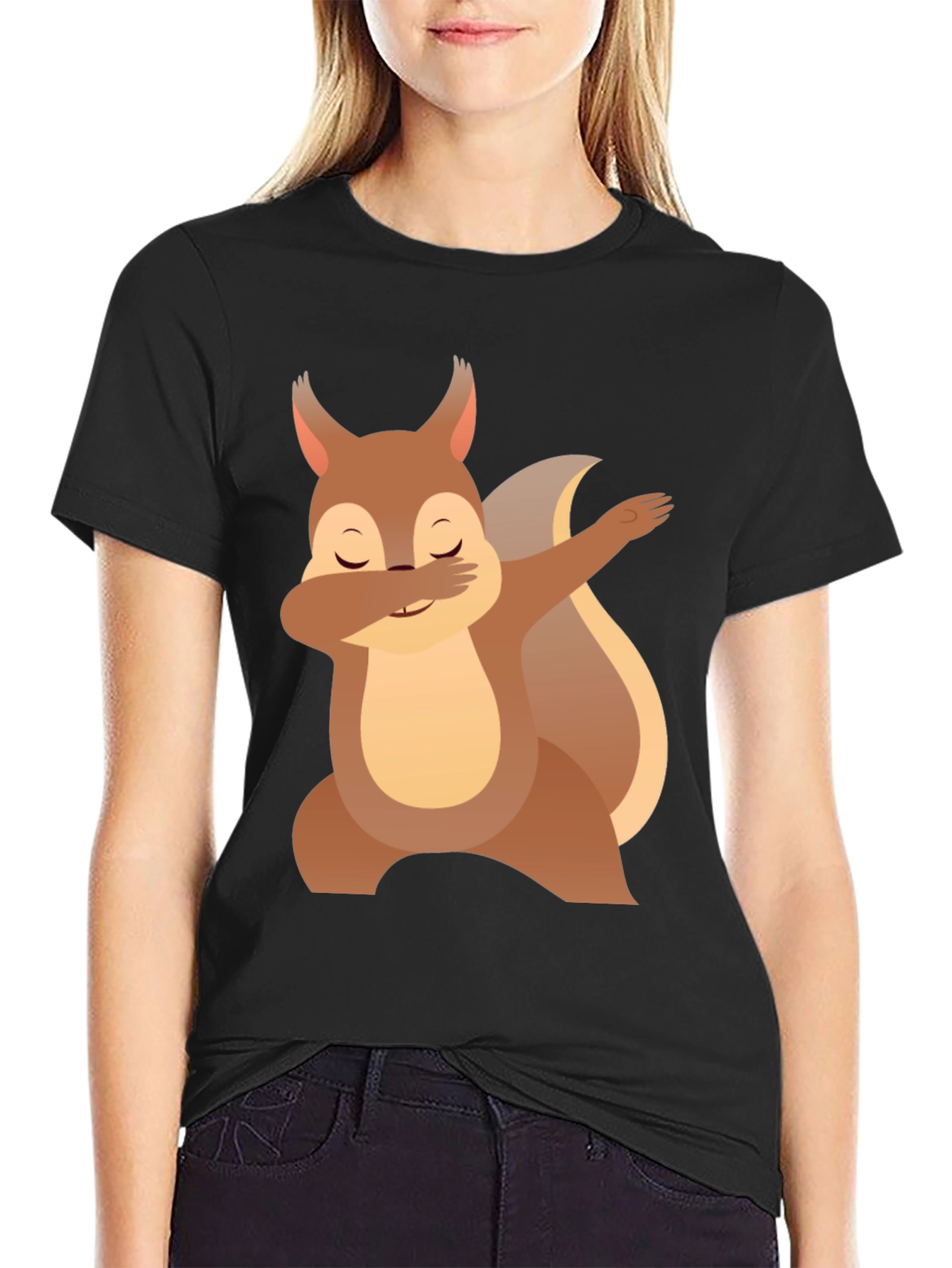 Black Dabbing Squirrel Graphic Tee - Funny Animal T-Shirt view 2