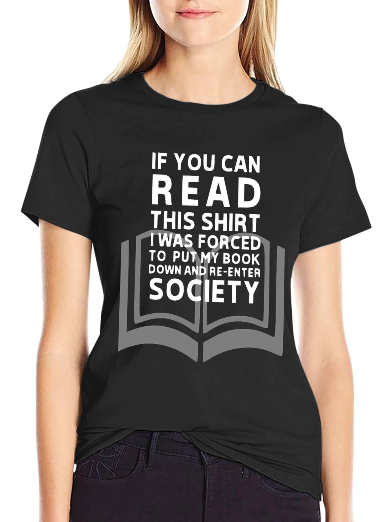 Black Funny Reader T-Shirt: If You Can Read This Shirt view 2