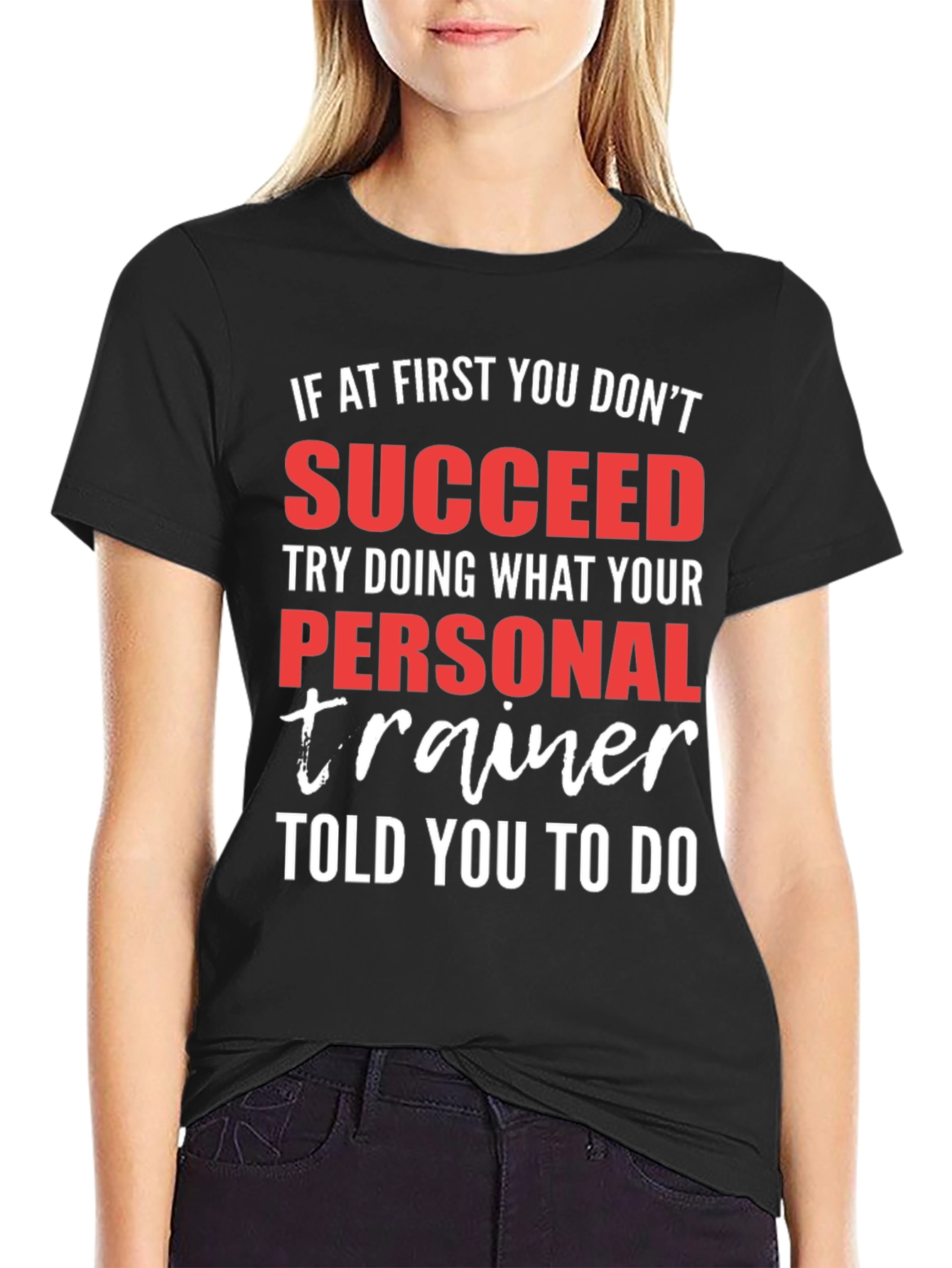 Black Personal Trainer Gym T-Shirt - Motivational Fitness Tee view 2