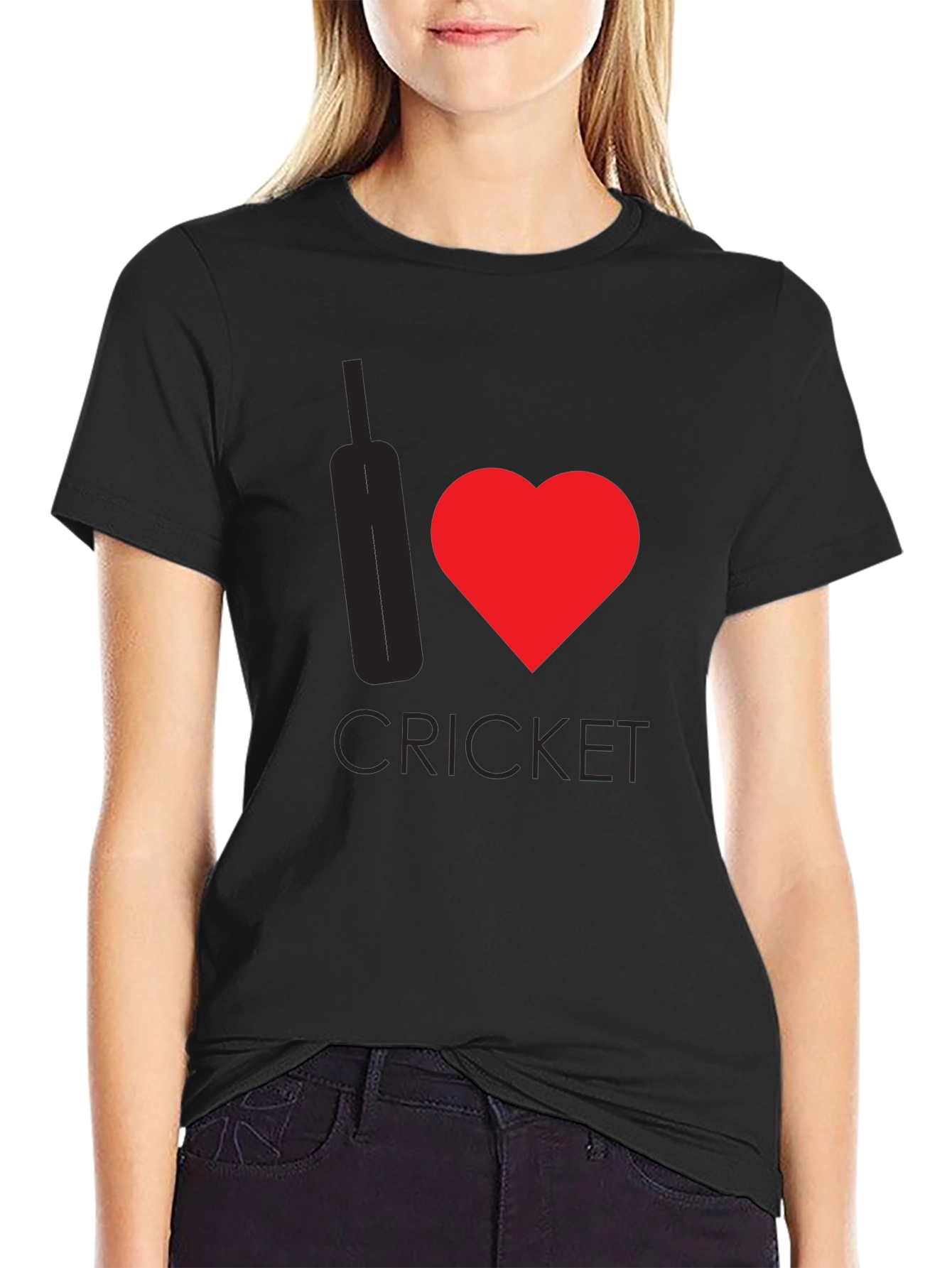 Black I Heart Cricket Black T-Shirt view 2