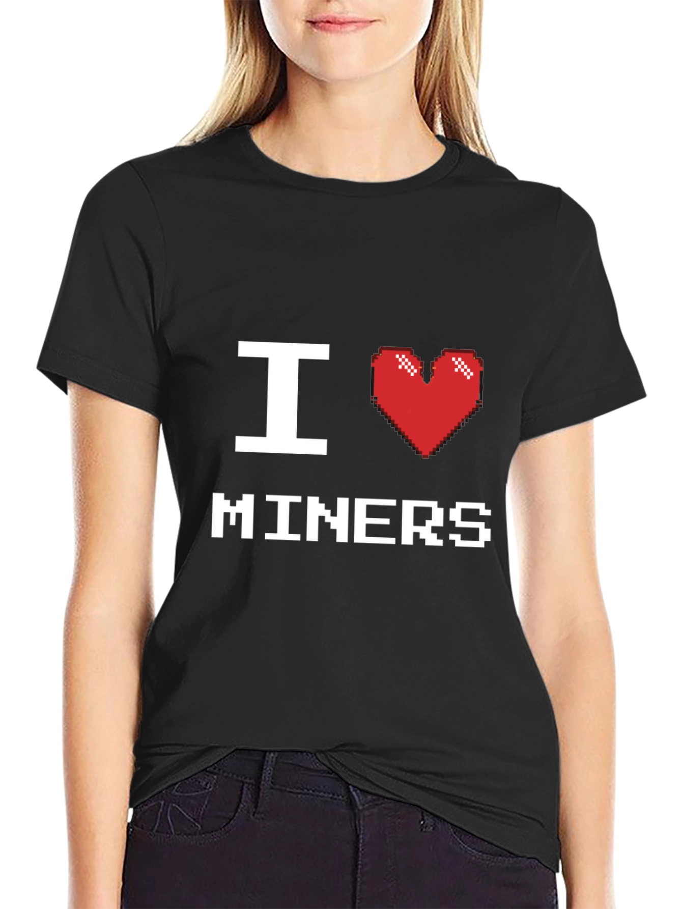 Black I Heart Miners T-Shirt - Black Cotton Tee view 2