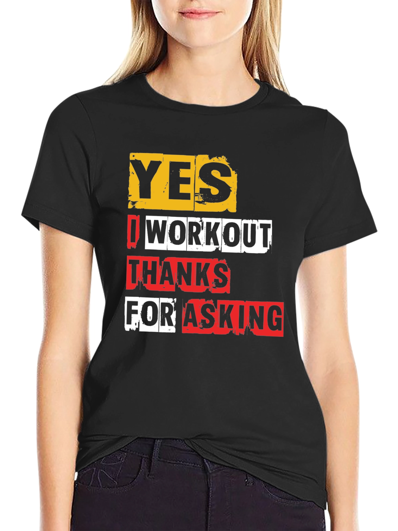 Black Workout Gym Shirt - Yes I Workout - Funny Fitness Tee view 2