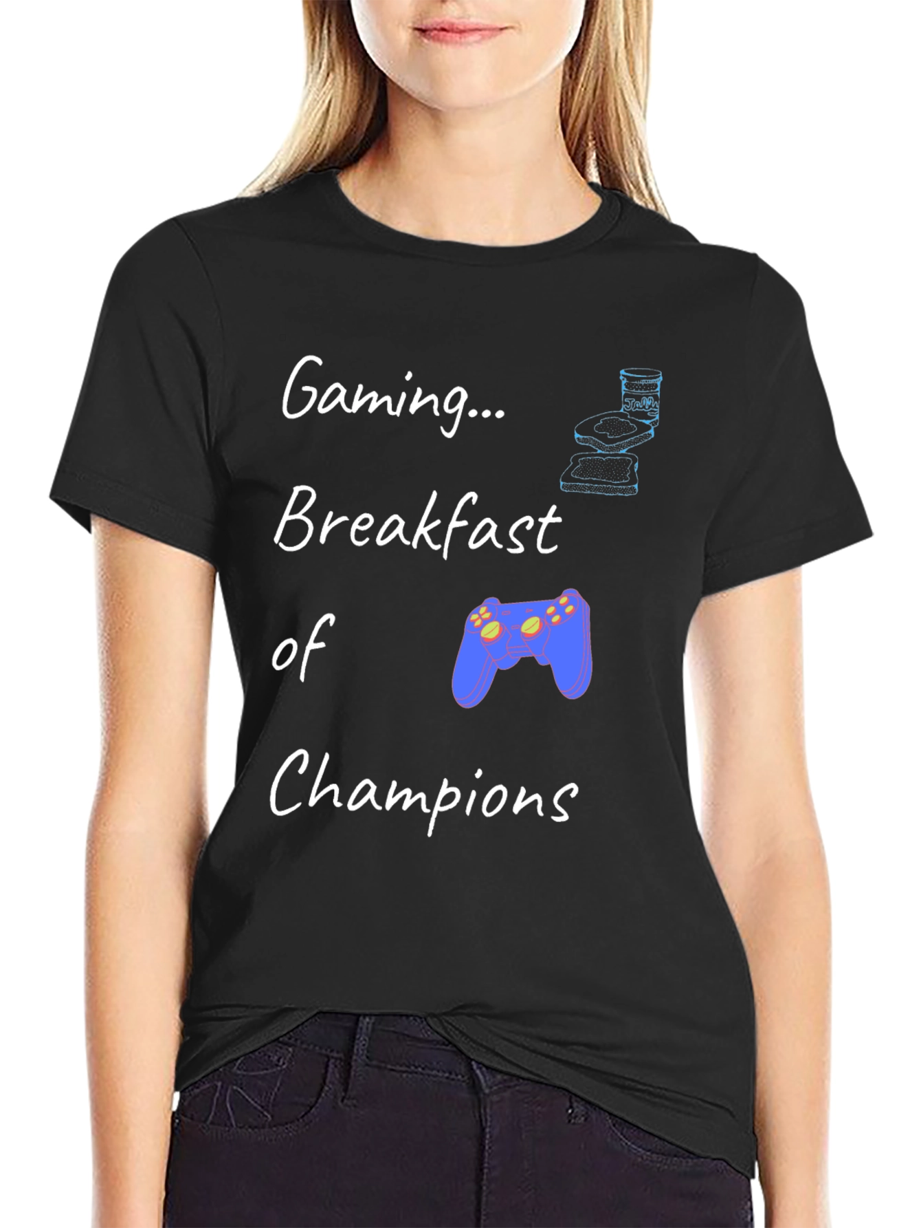 Black Gaming Breakfast Champions Tee view 2