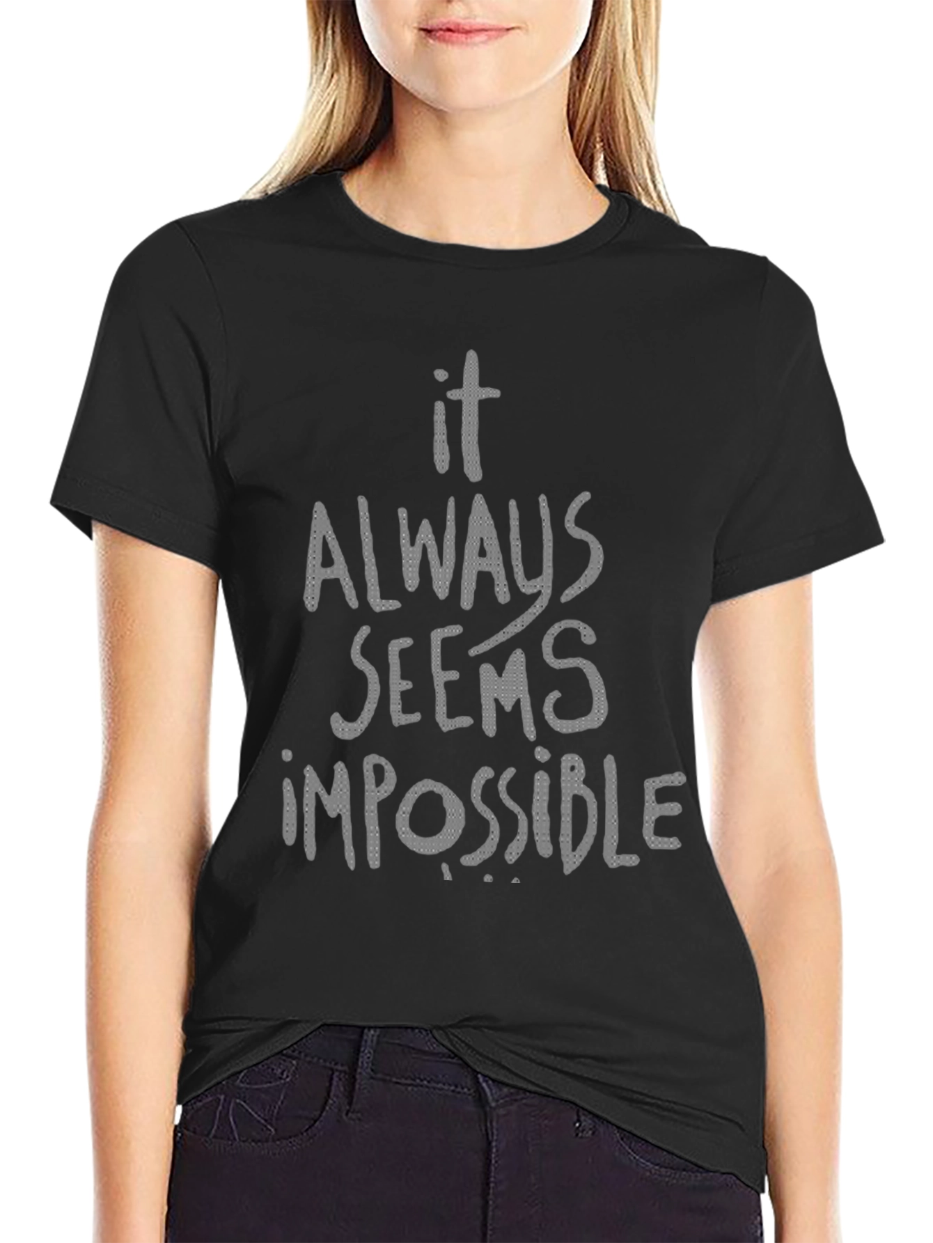Black Impossible Graphic Tee - Mens Crew Neck T-Shirt view 2