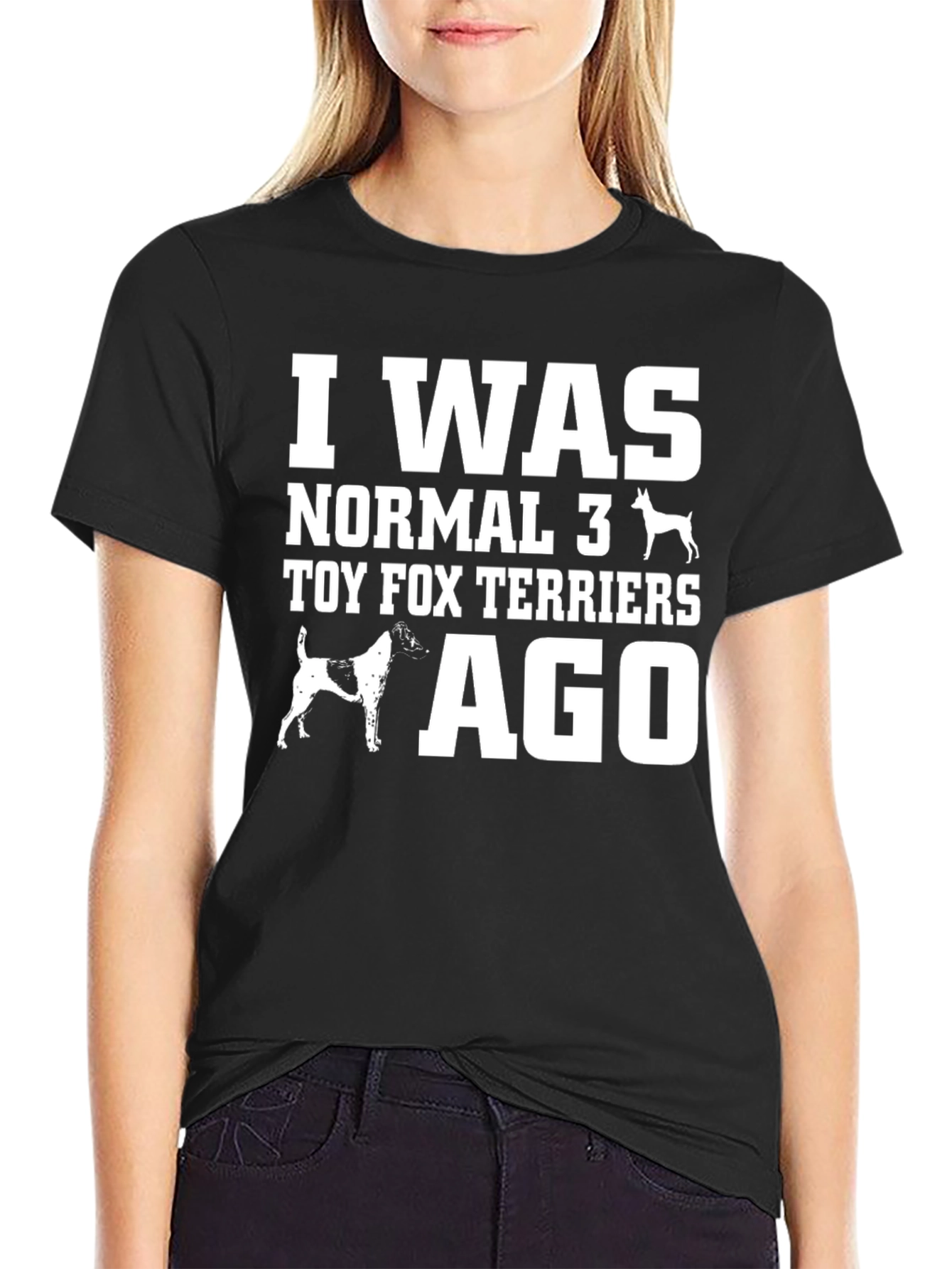 Black Funny Toy Fox Terrier Graphic Tee Shirt view 2