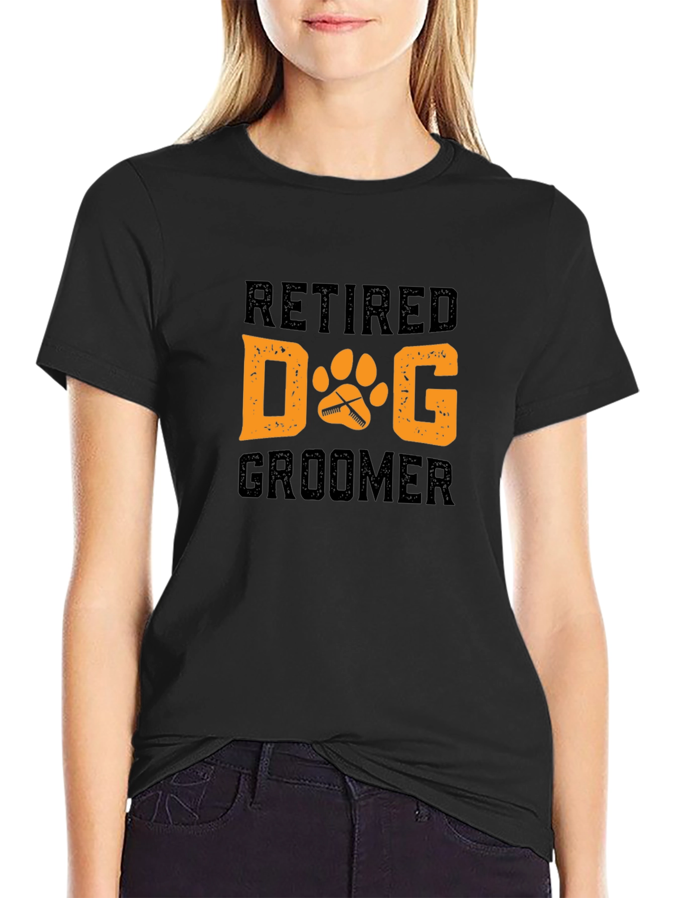 Black Retired Dog Groomer Graphic T-Shirt view 2