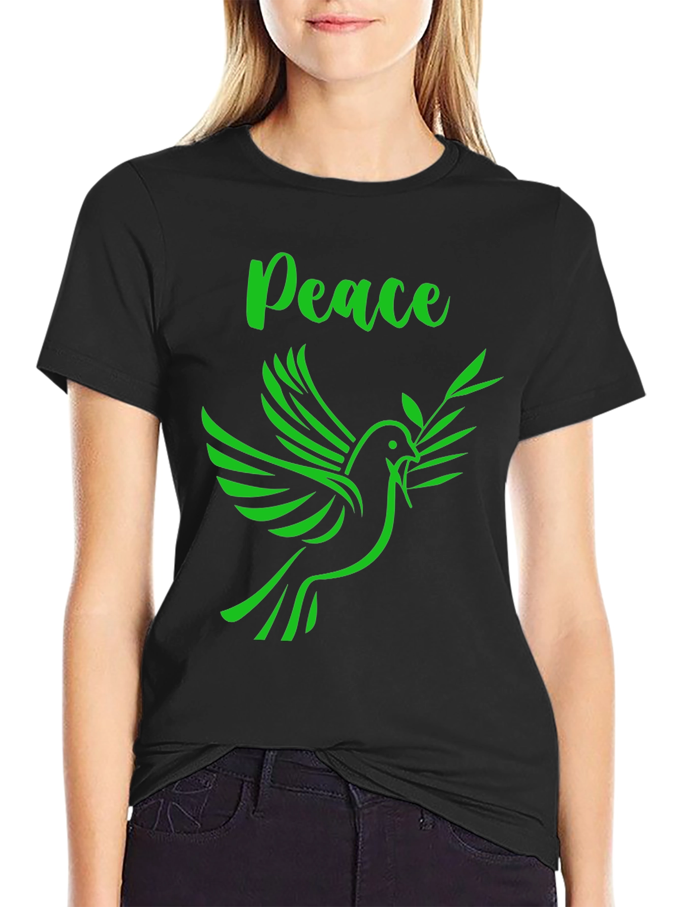 Black Peace Dove T-Shirt - Graphic Tee view 2