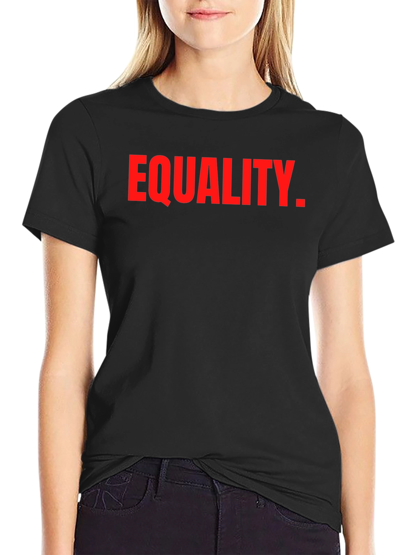 Black Equality T-Shirt - Red Print on Black view 2