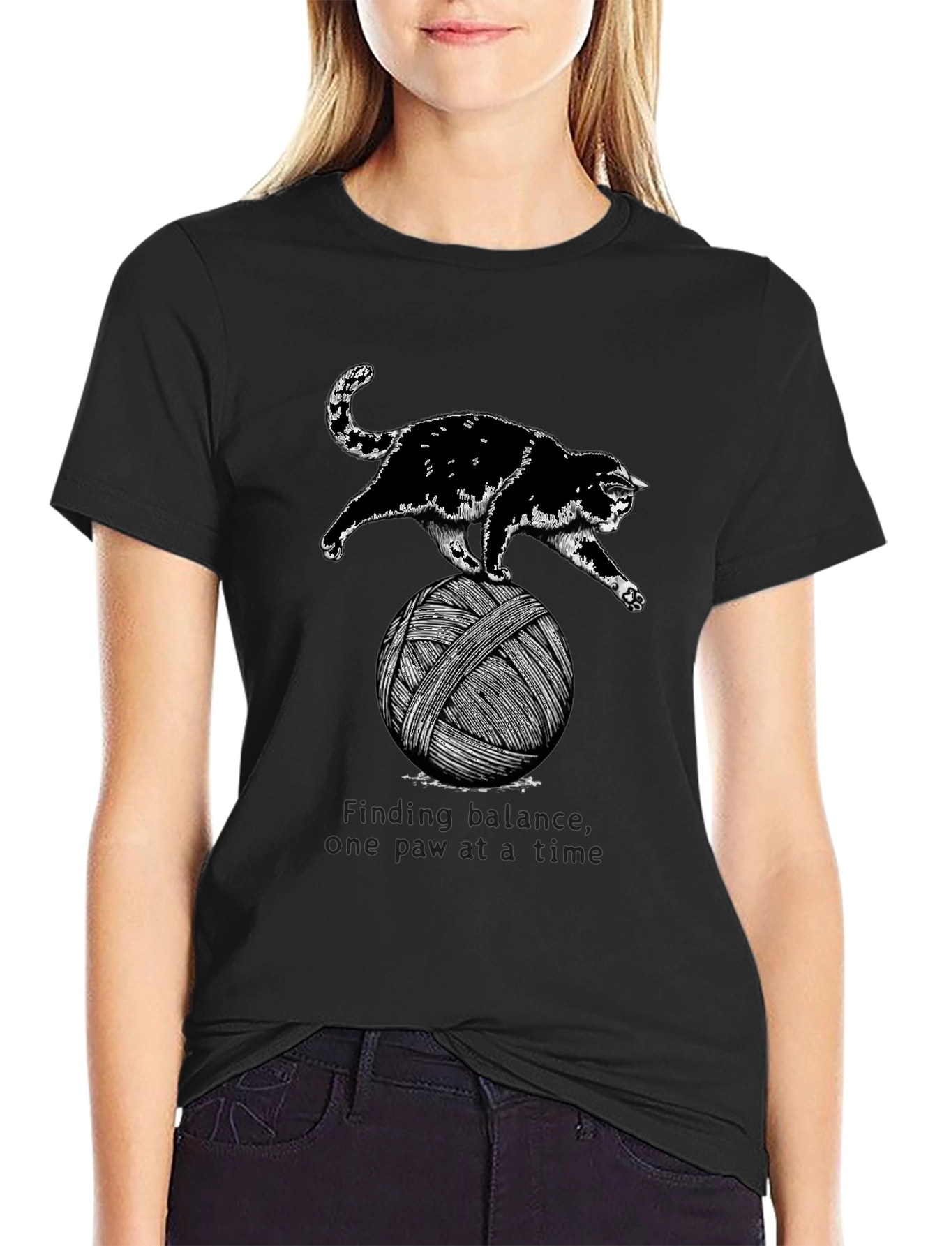 Black Cat Balancing Act T-Shirt view 2