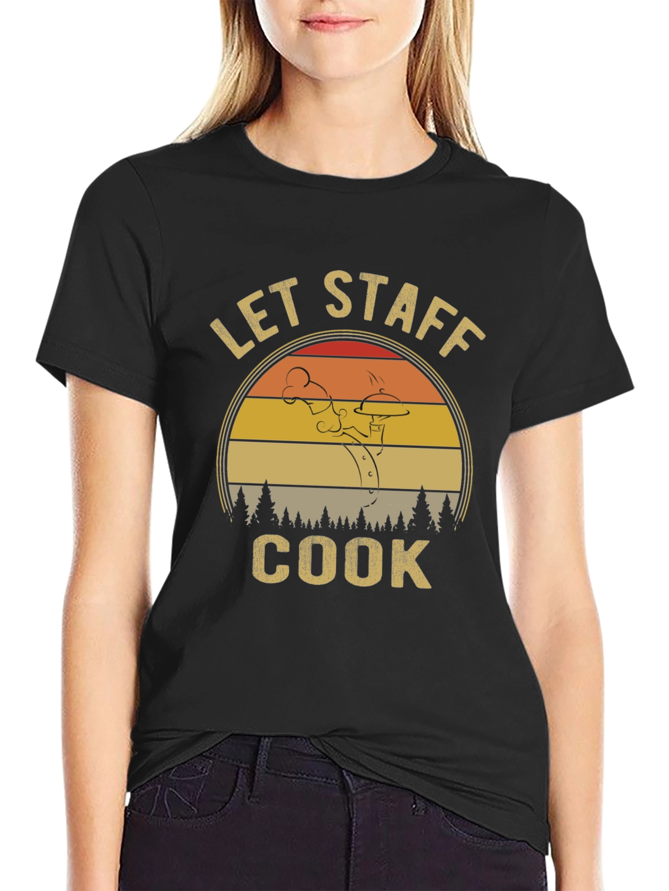 Black Let Staff Cook T-Shirt - Retro Chef Design view 2