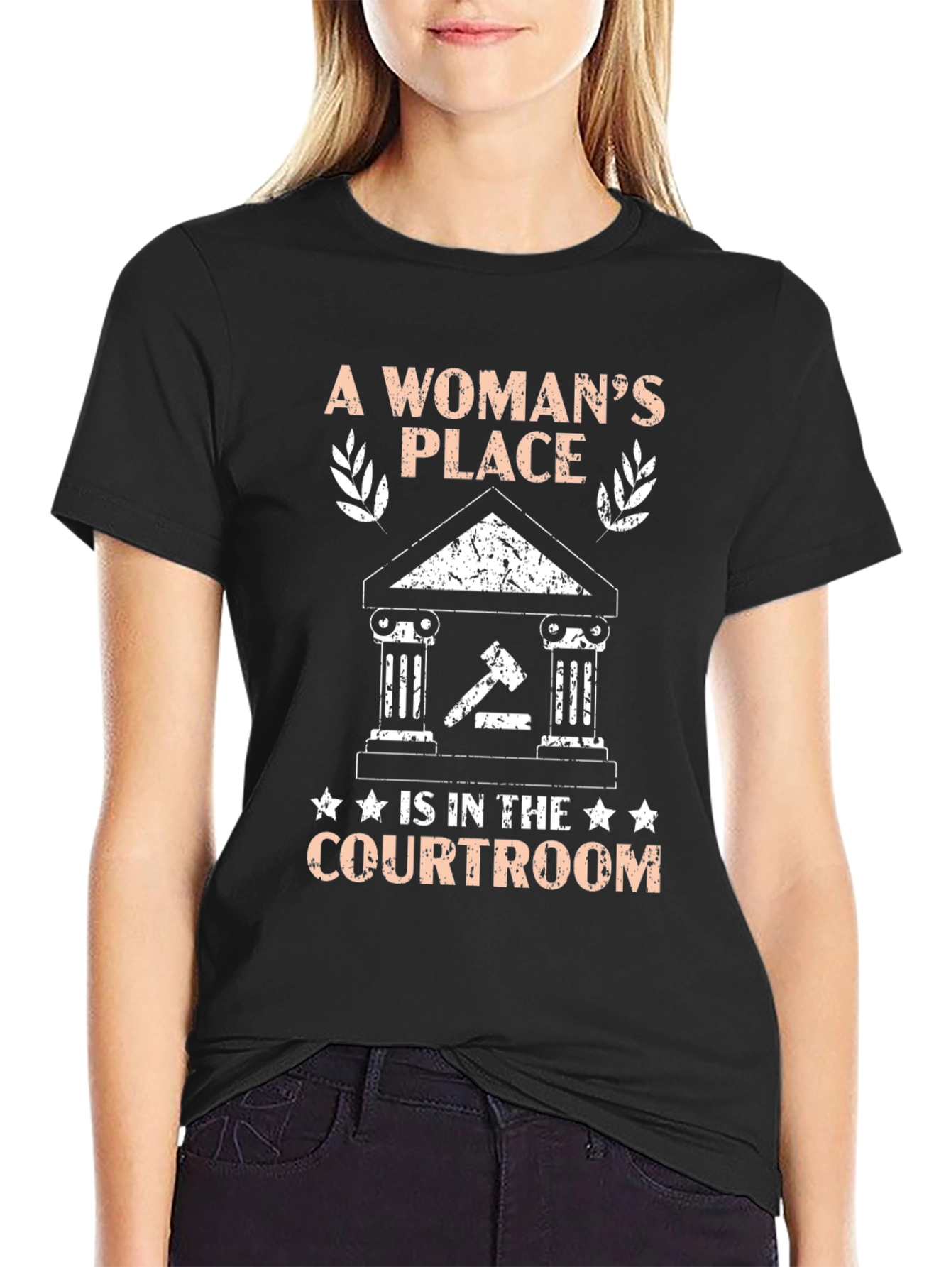 Black A Woman's Place Is In The Courtroom T-Shirt view 2