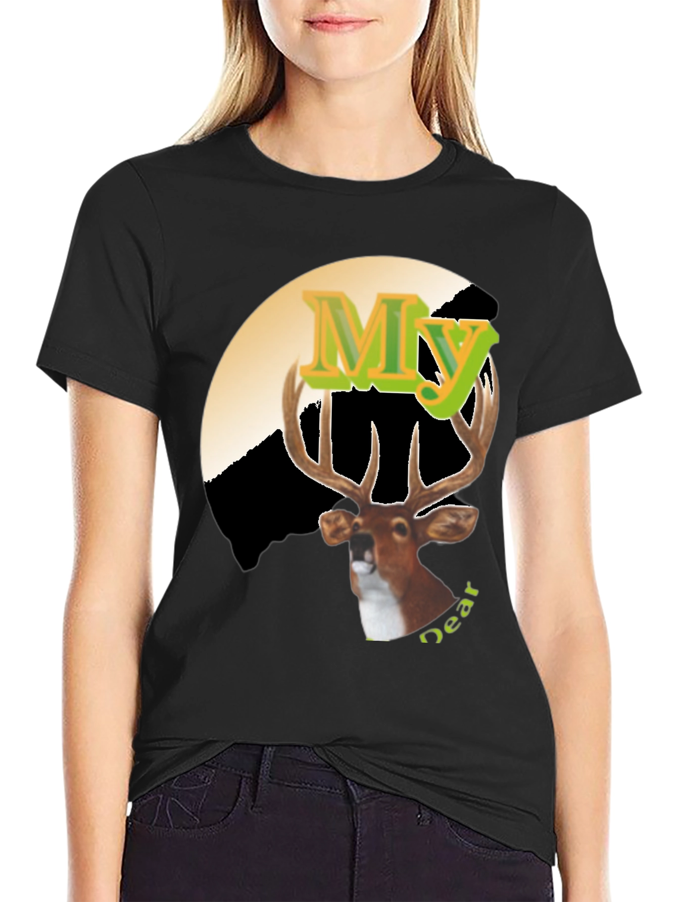 Black My Deer Graphic Tee - Novelty Hunting Shirt view 2