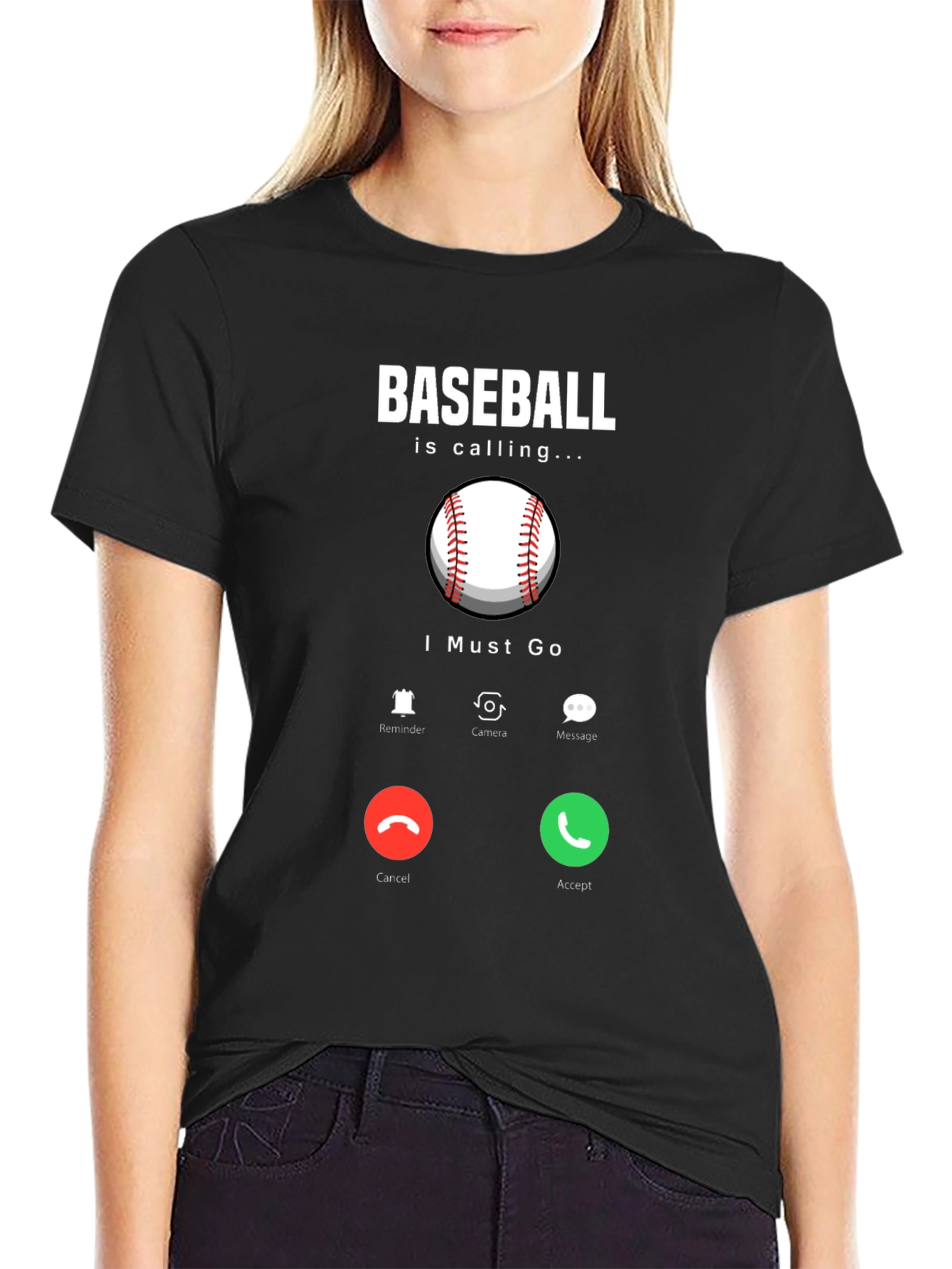 Black Baseball Calling T-Shirt Funny Baseball Lover Tee view 2