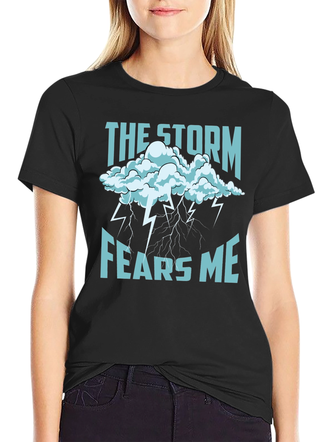 Black Storm Fears Me Graphic T-Shirt - Black view 2