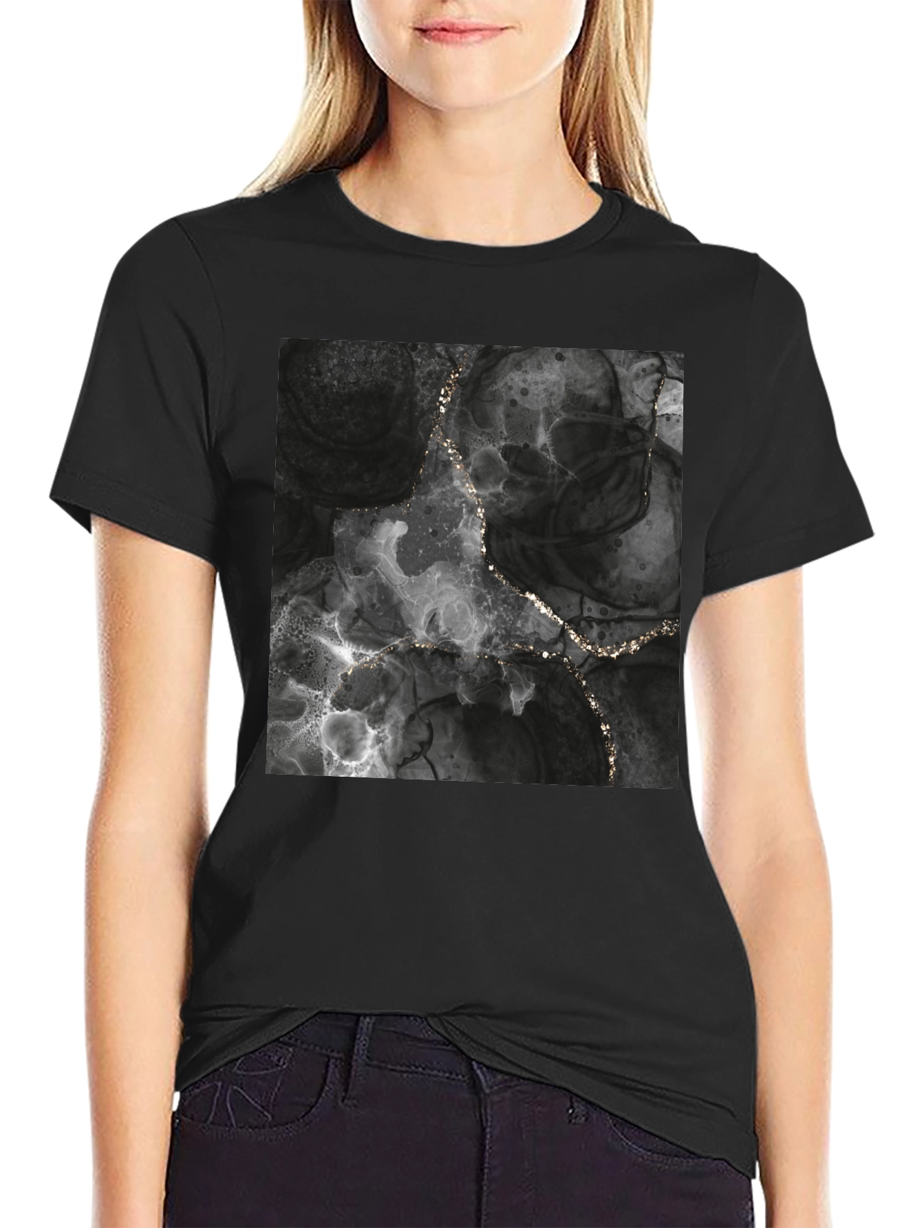 Black Abstract Art Black T-Shirt view 2