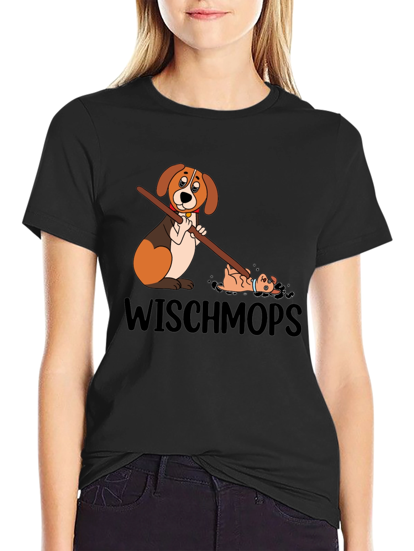 Black Wischmops Dog T-Shirt view 2