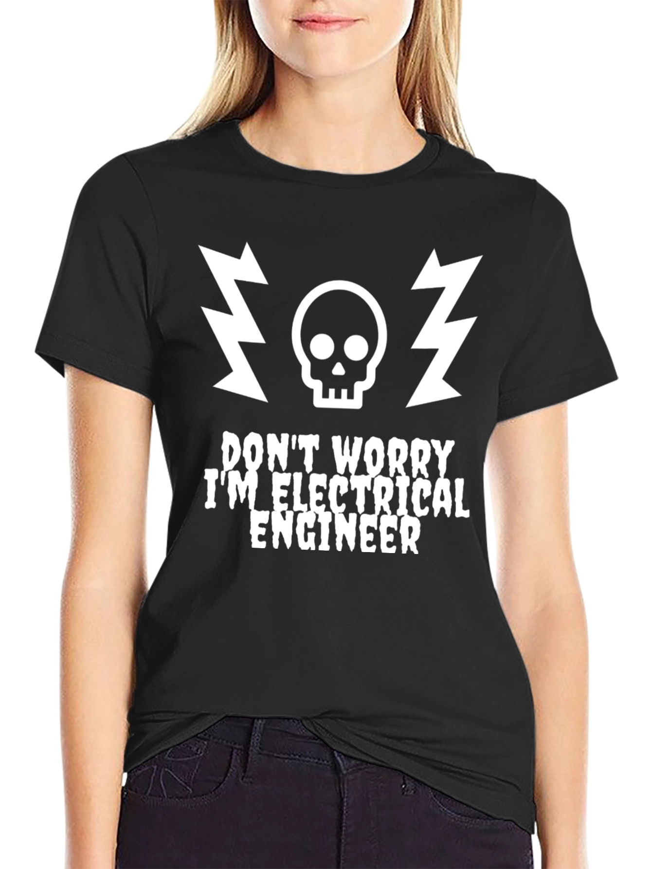 Black Electrical Engineer Graphic T-Shirt - Funny Warning Tee view 2