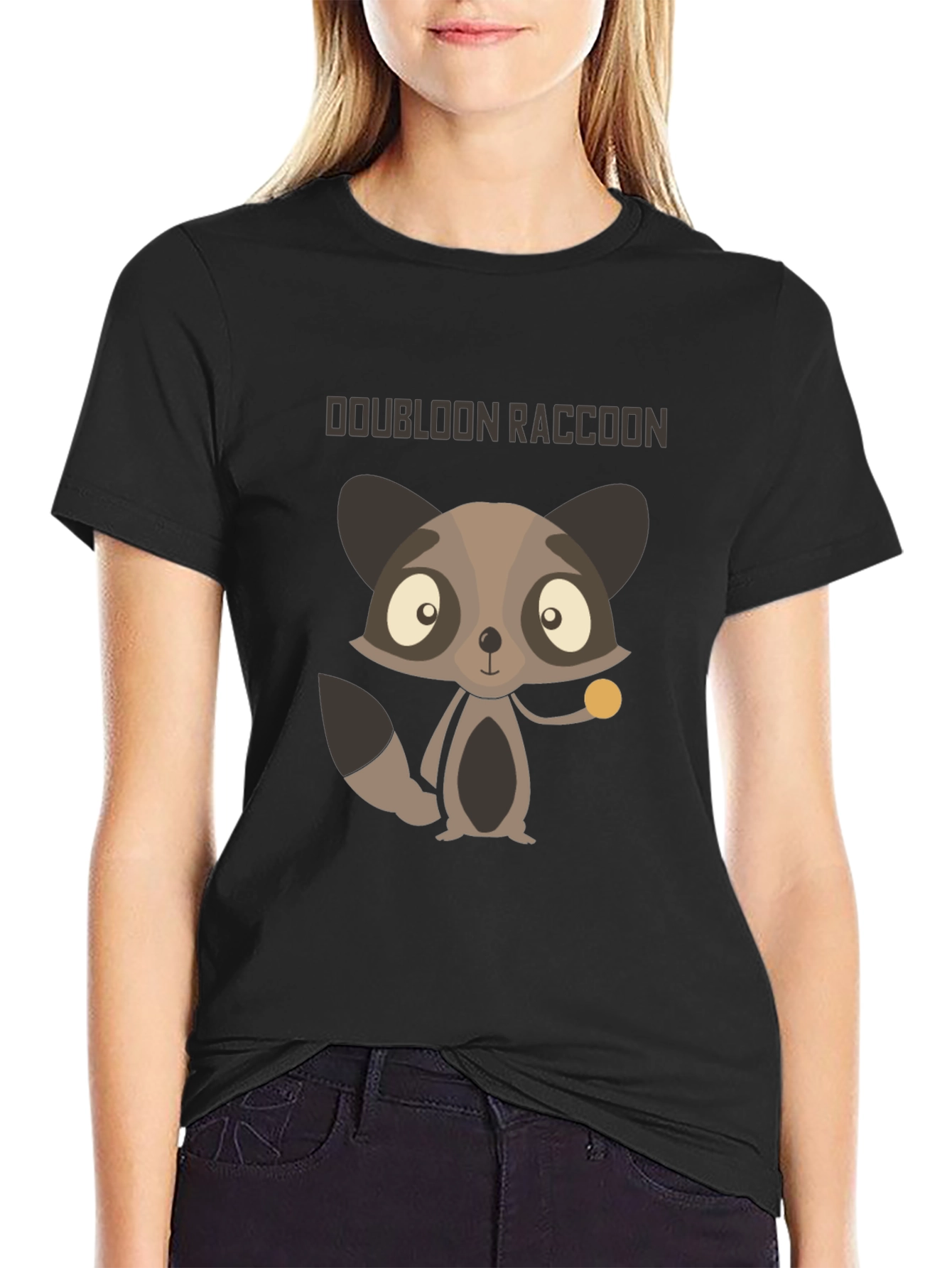 Black Doubloon Raccoon Graphic T-Shirt view 2