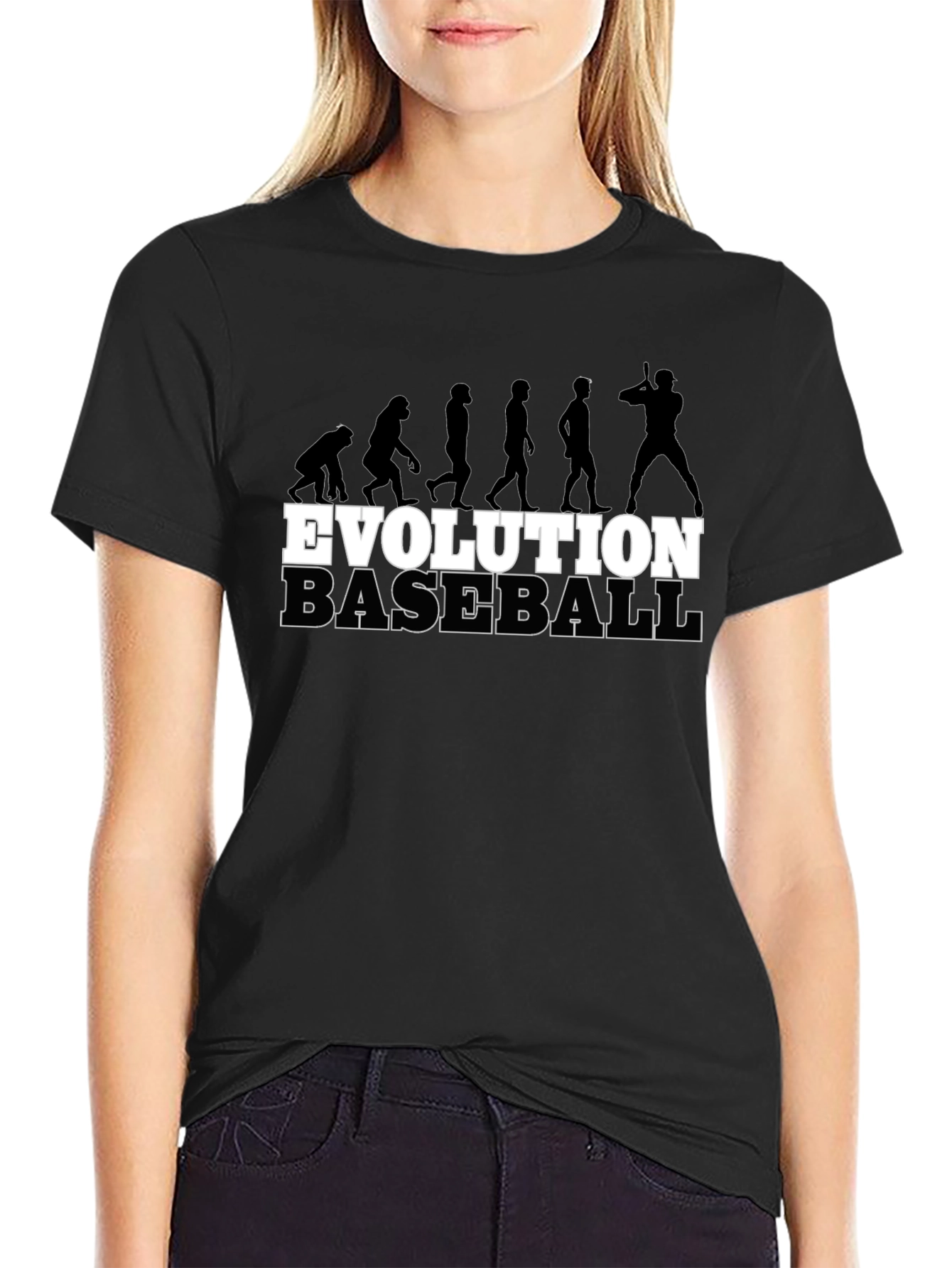 Black Evolution of Baseball Black T-Shirt view 2