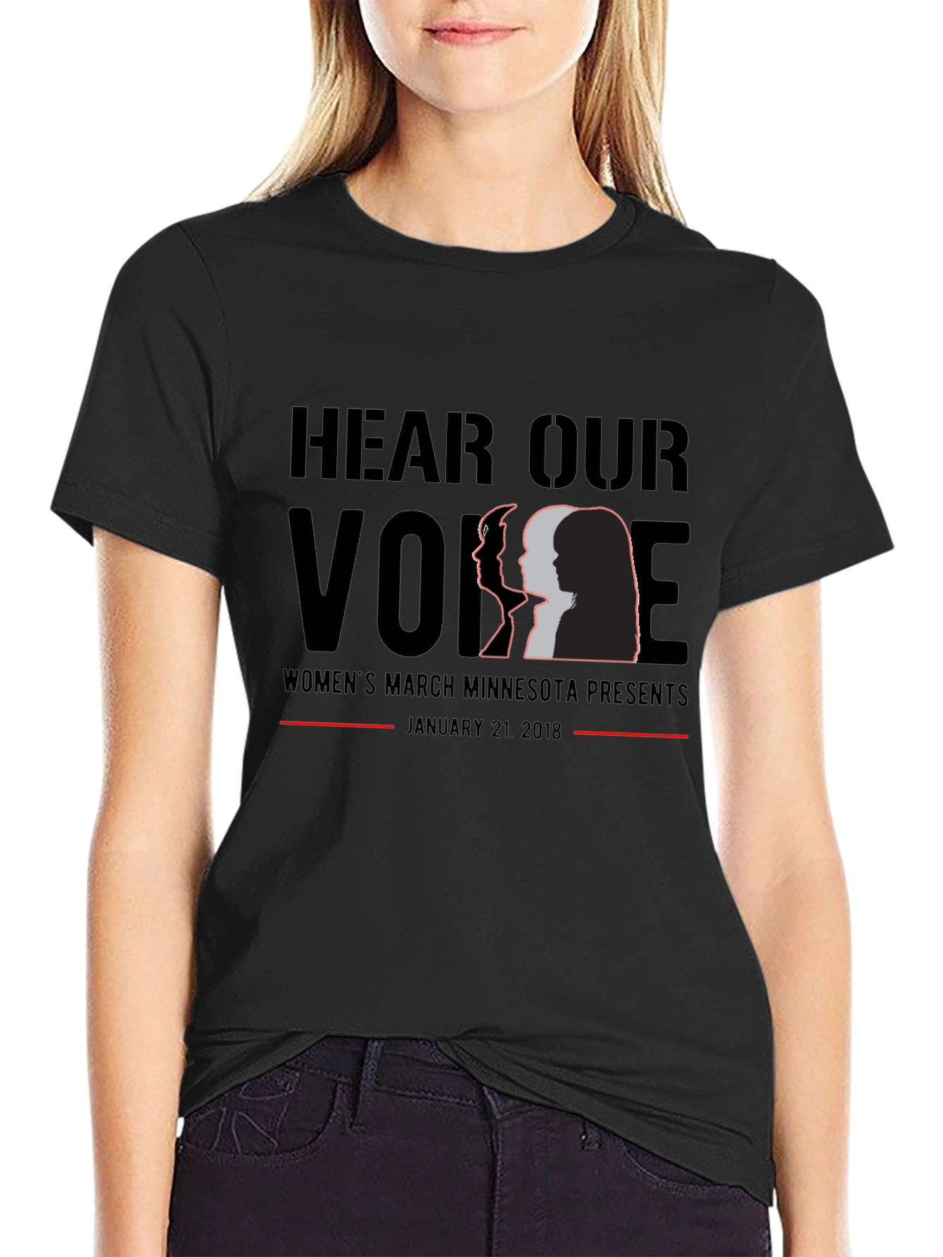 Hear Our Voice Women's March Black T-Shirt - 2