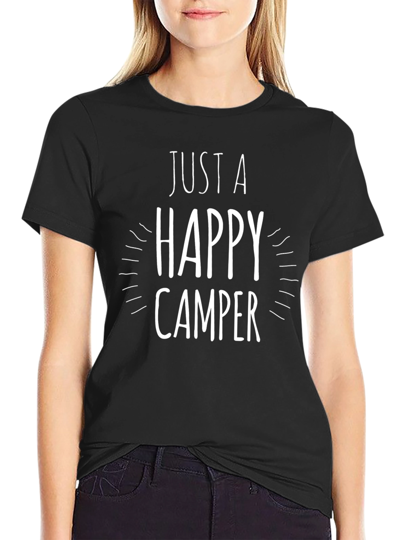 Black Happy Camper Graphic Tee - Black Cotton Shirt view 2