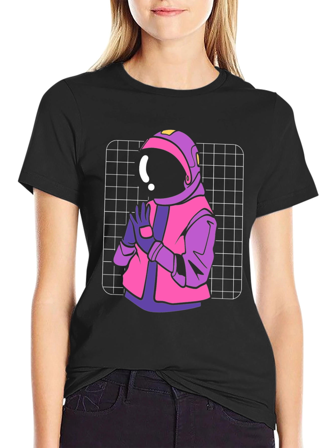 Black Retro Astronaut Graphic T-Shirt view 2