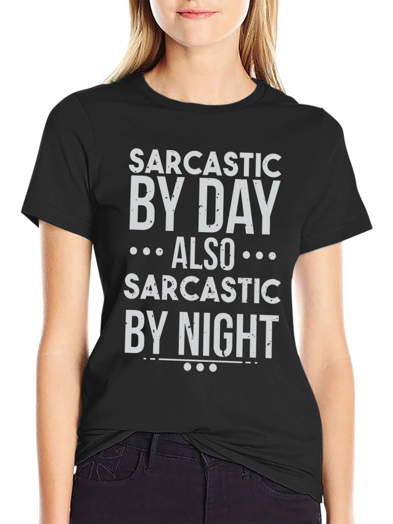 Black Sarcastic by Day & Night Funny T-Shirt view 2