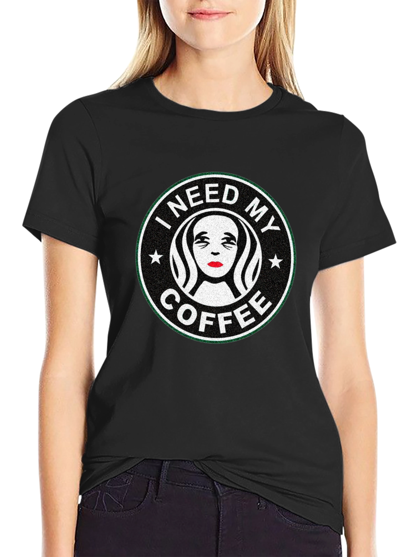 Black I Need My Coffee Graphic Tee - Unisex Black T-Shirt view 2