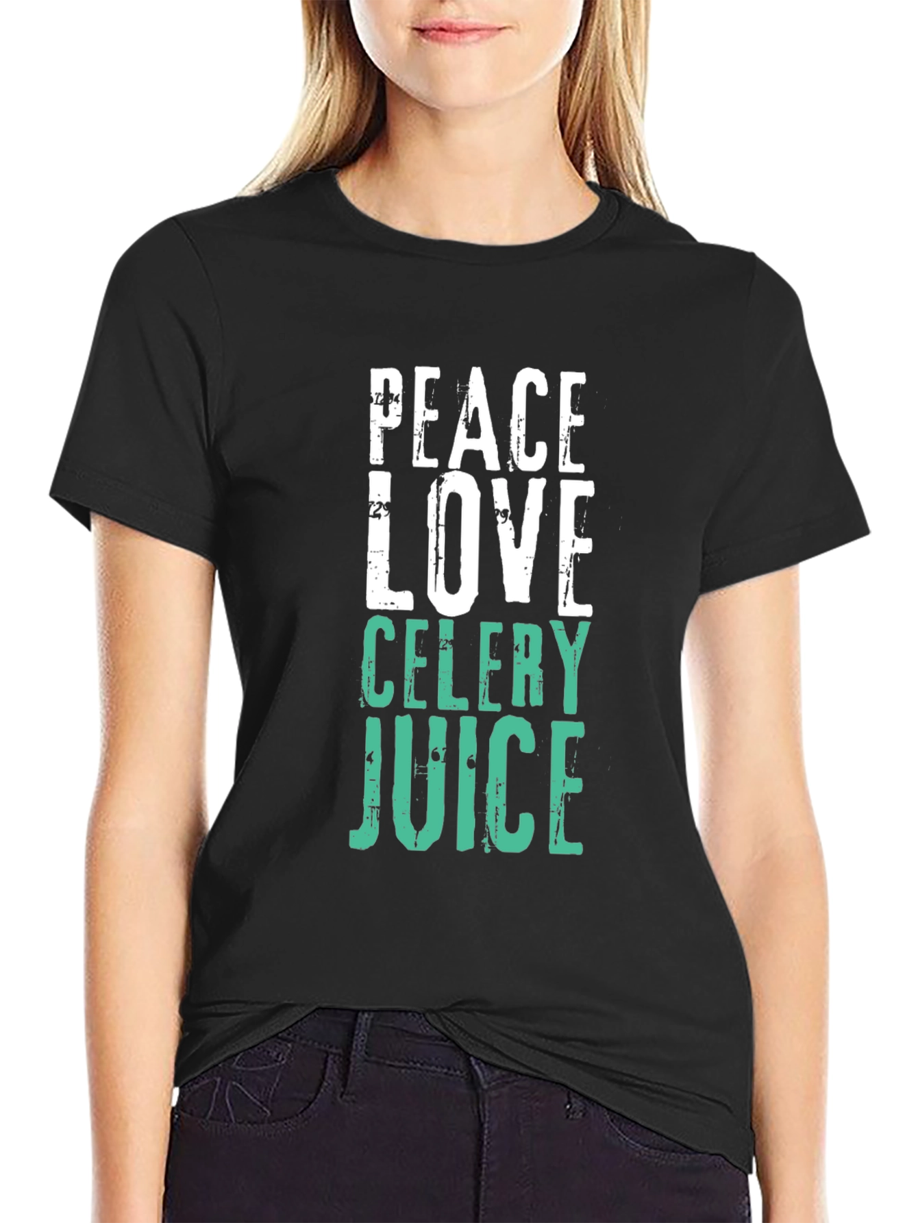 Black Peace Love Celery Juice T-Shirt view 2