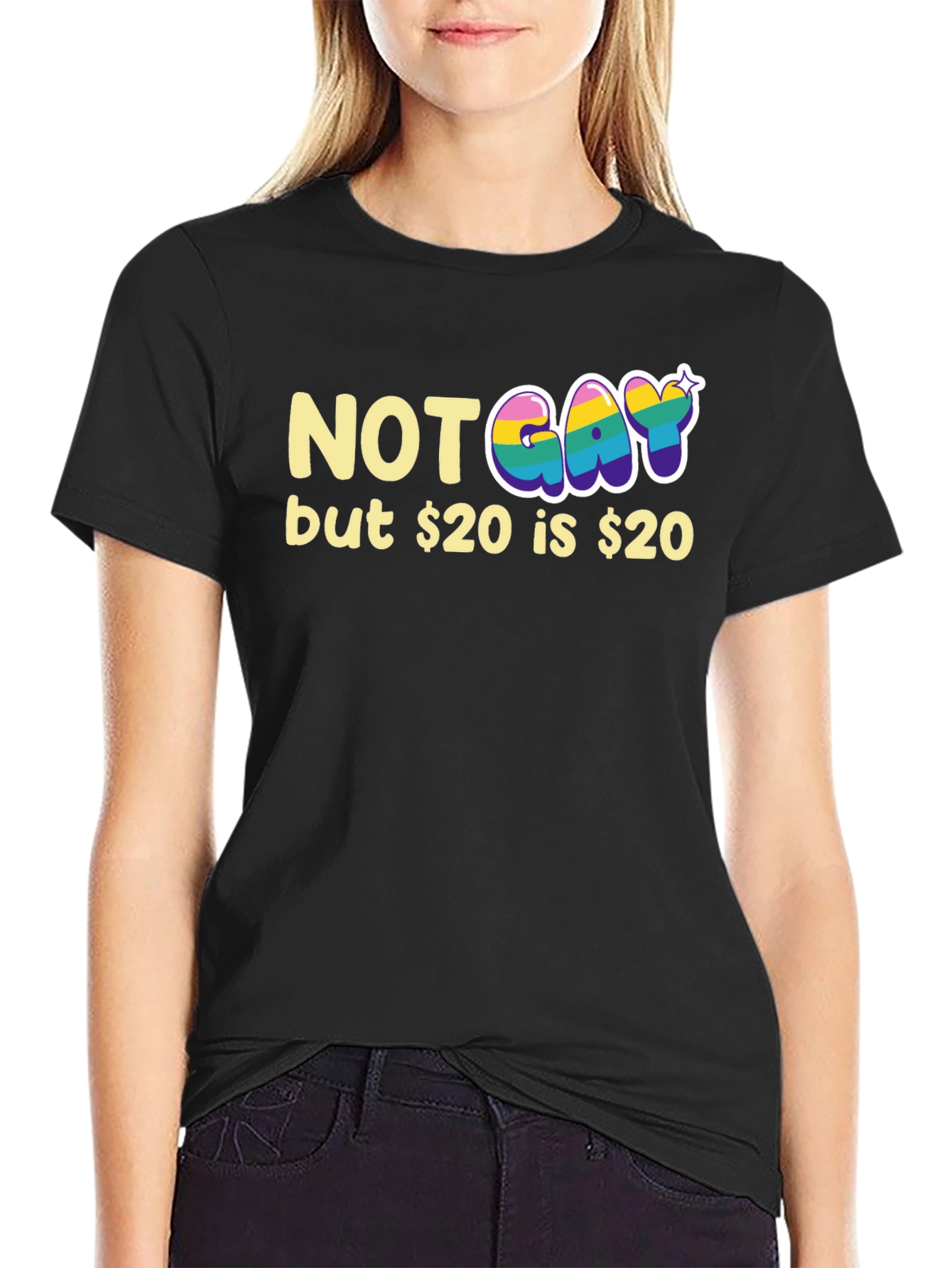 Black Not Gay but $20 T-Shirt Funny Graphic Tee view 2