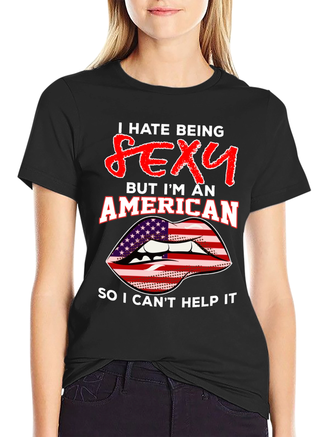 Black Sexy American Graphic Tee view 2