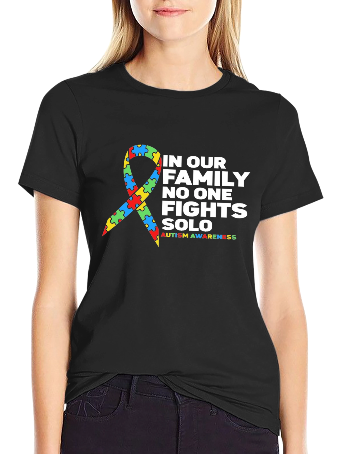 Black Autism Awareness Family T-Shirt view 2