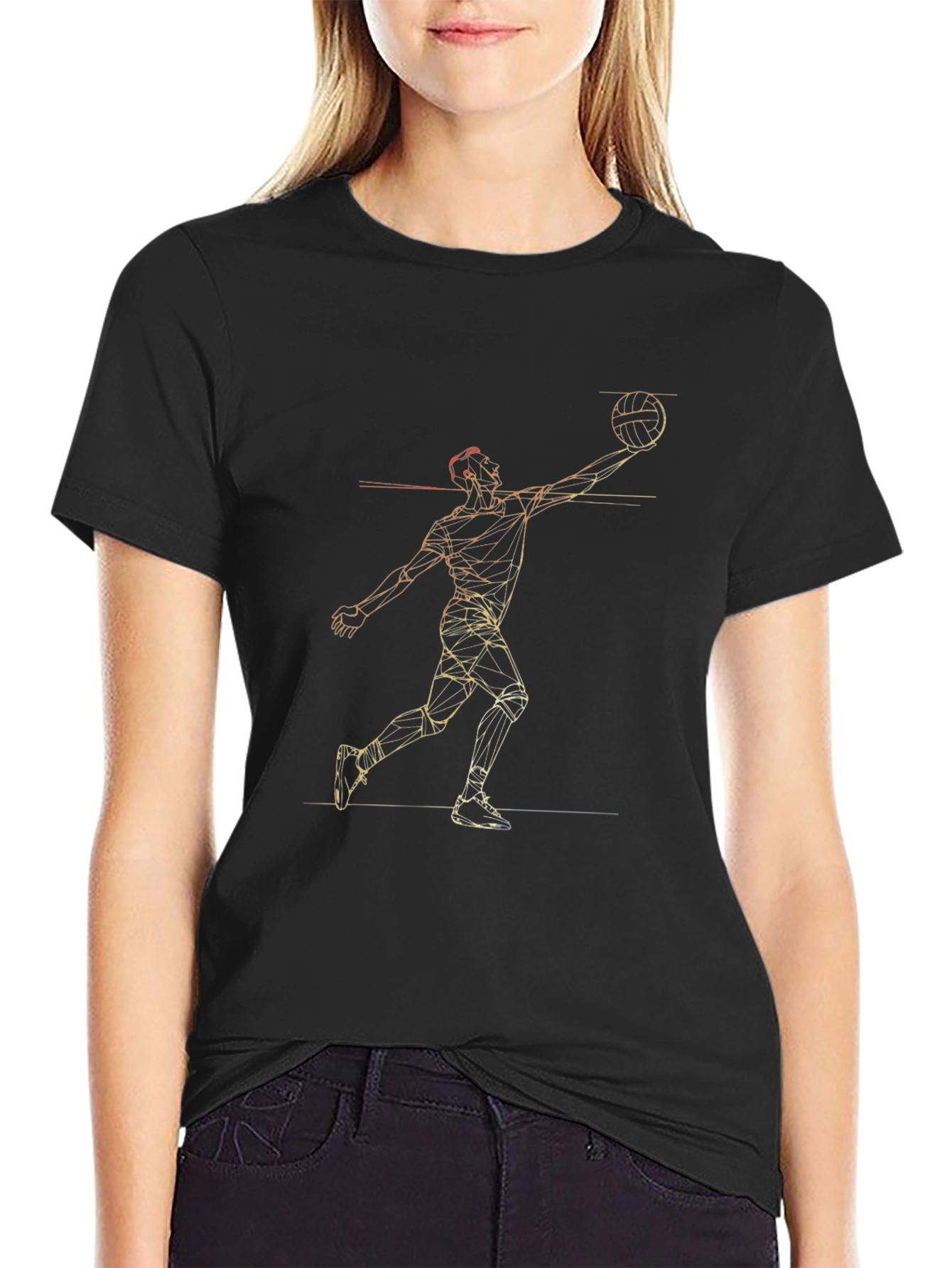 Black Geometric Basketball Player Black T-Shirt view 2