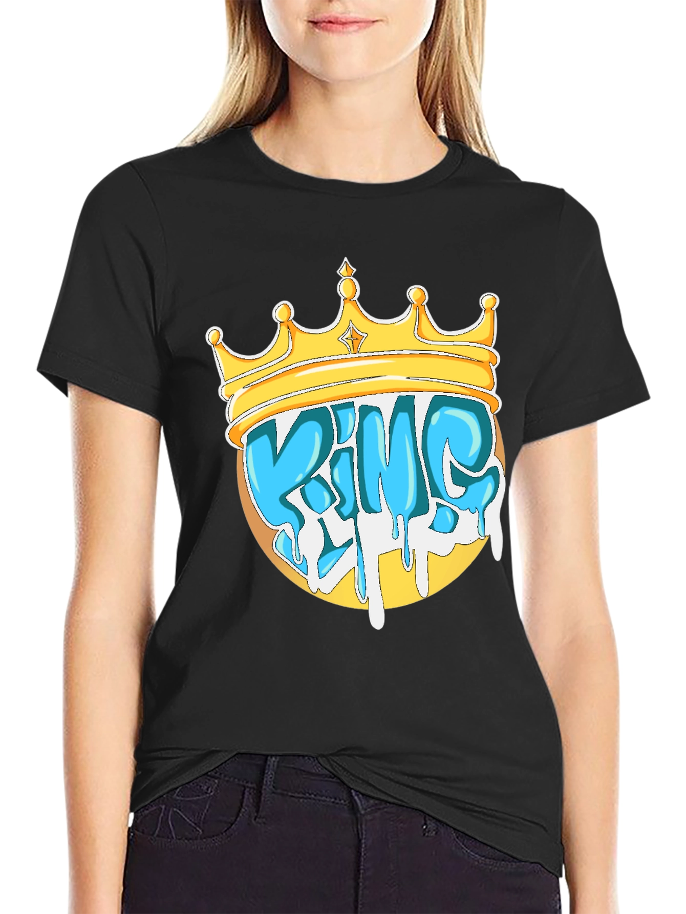 Black King Crown Graphic Tee - Stylish Men's Black T-Shirt view 2