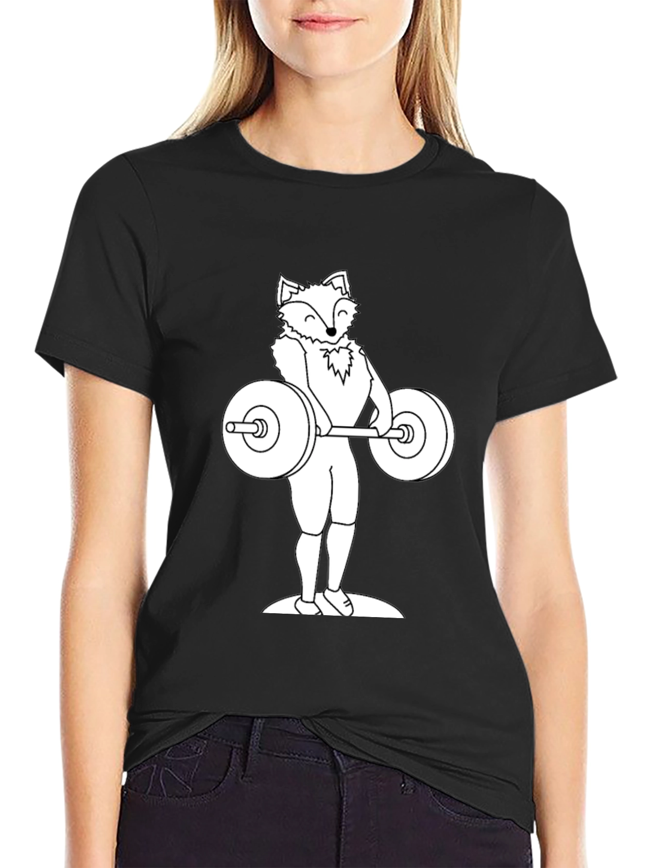 Black Fox Lifting Weights Graphic Tee - Black T-Shirt view 2