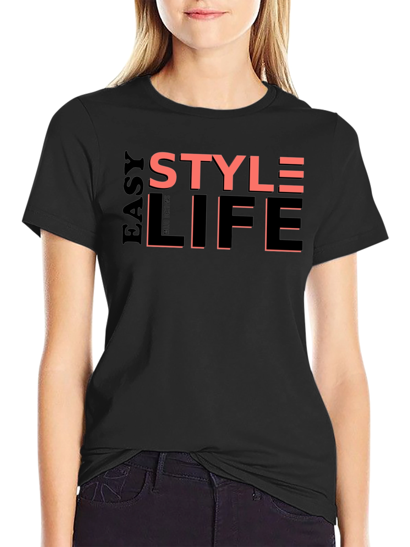 Black Easy Style Life Graphic Print Tee view 2