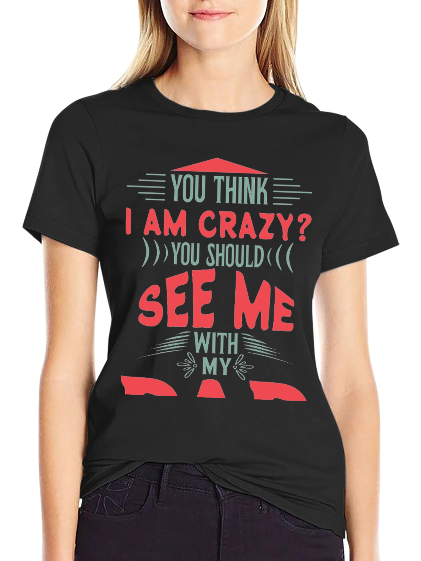 Black Crazy Dad T-Shirt: Novelty Graphic Tee for Fathers view 2