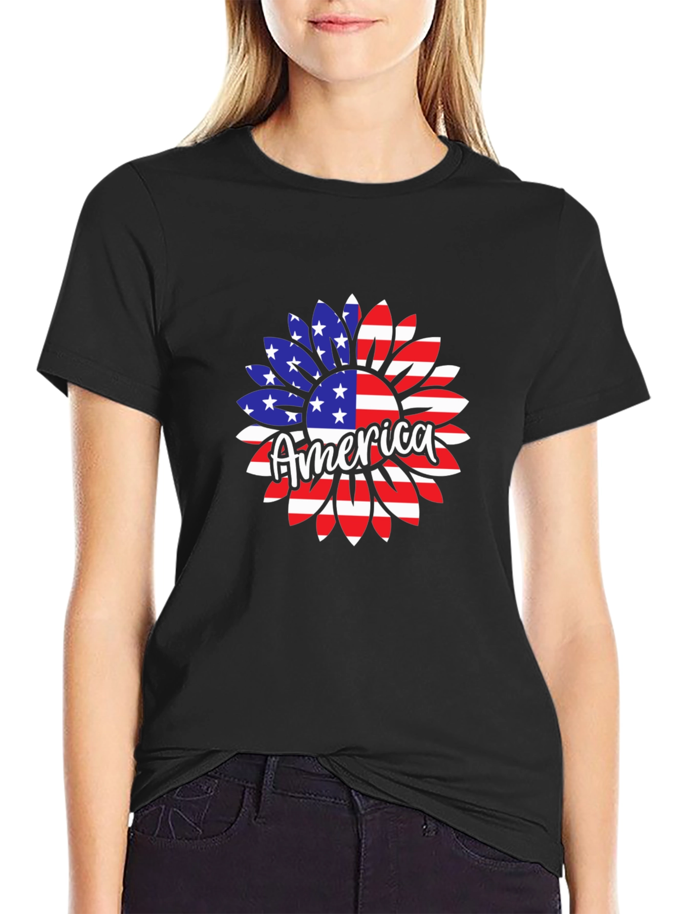 America Sunflower Graphic Tee - Patriotic Pride! - 2
