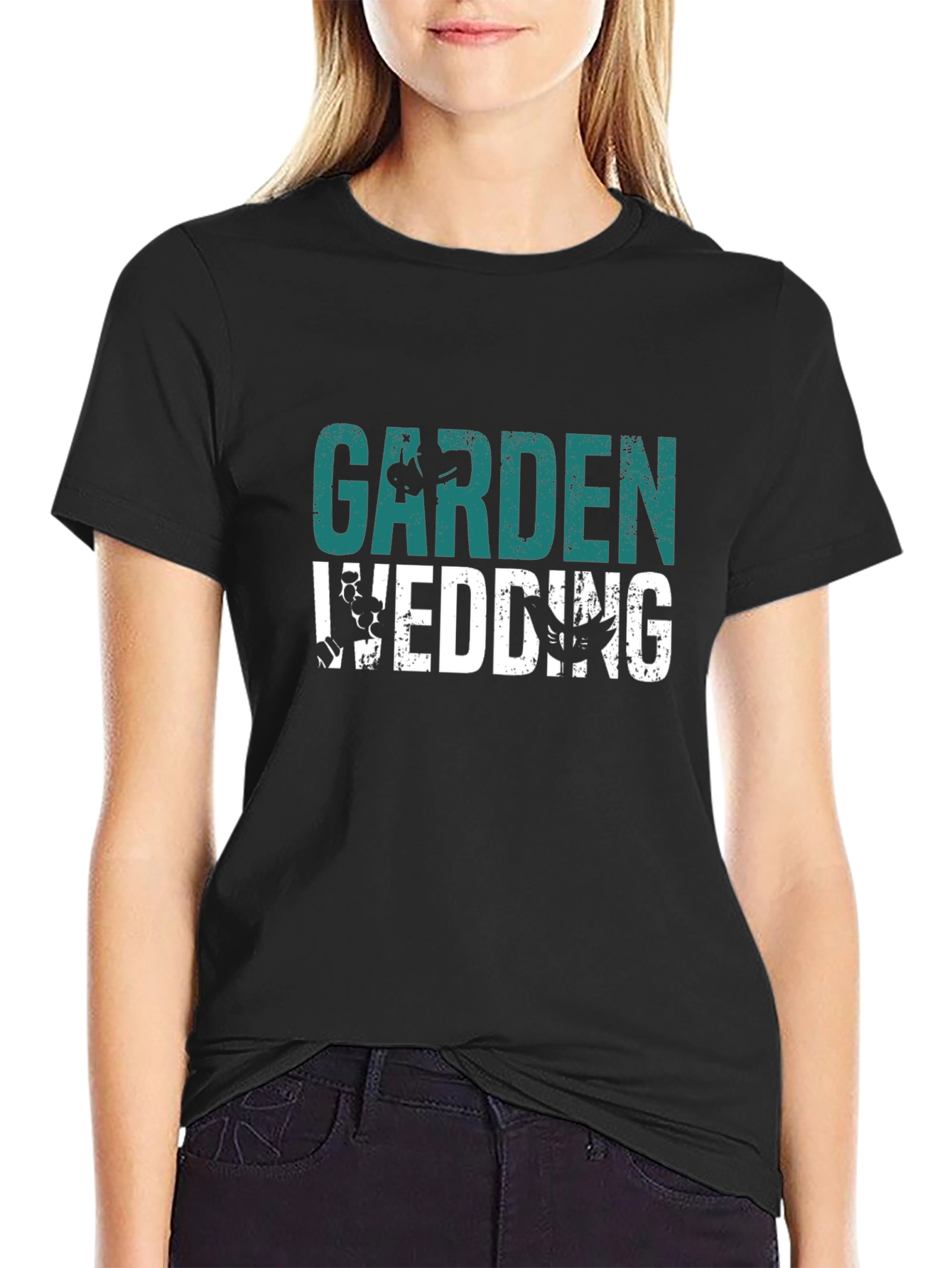 Black Garden Wedding Black T-Shirt view 2
