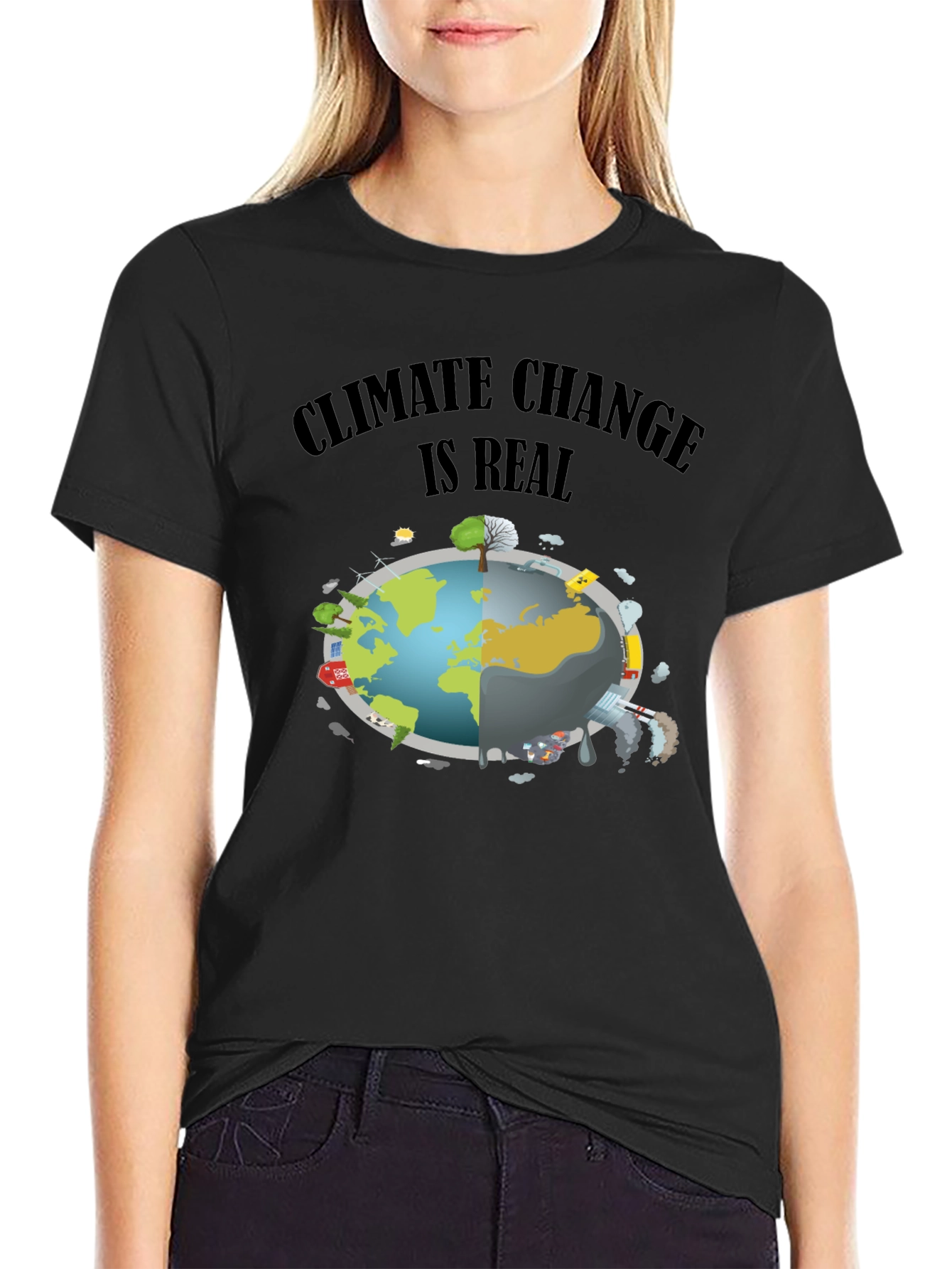Black Climate Change Awareness T-Shirt view 2