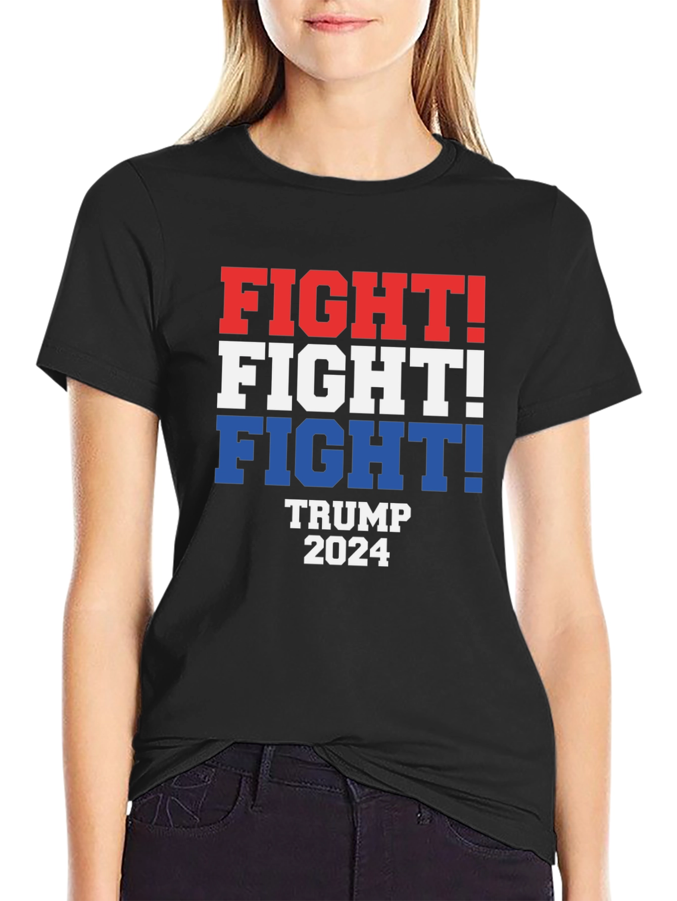 Black Fight! Trump 2024 Patriotic T-Shirt view 2