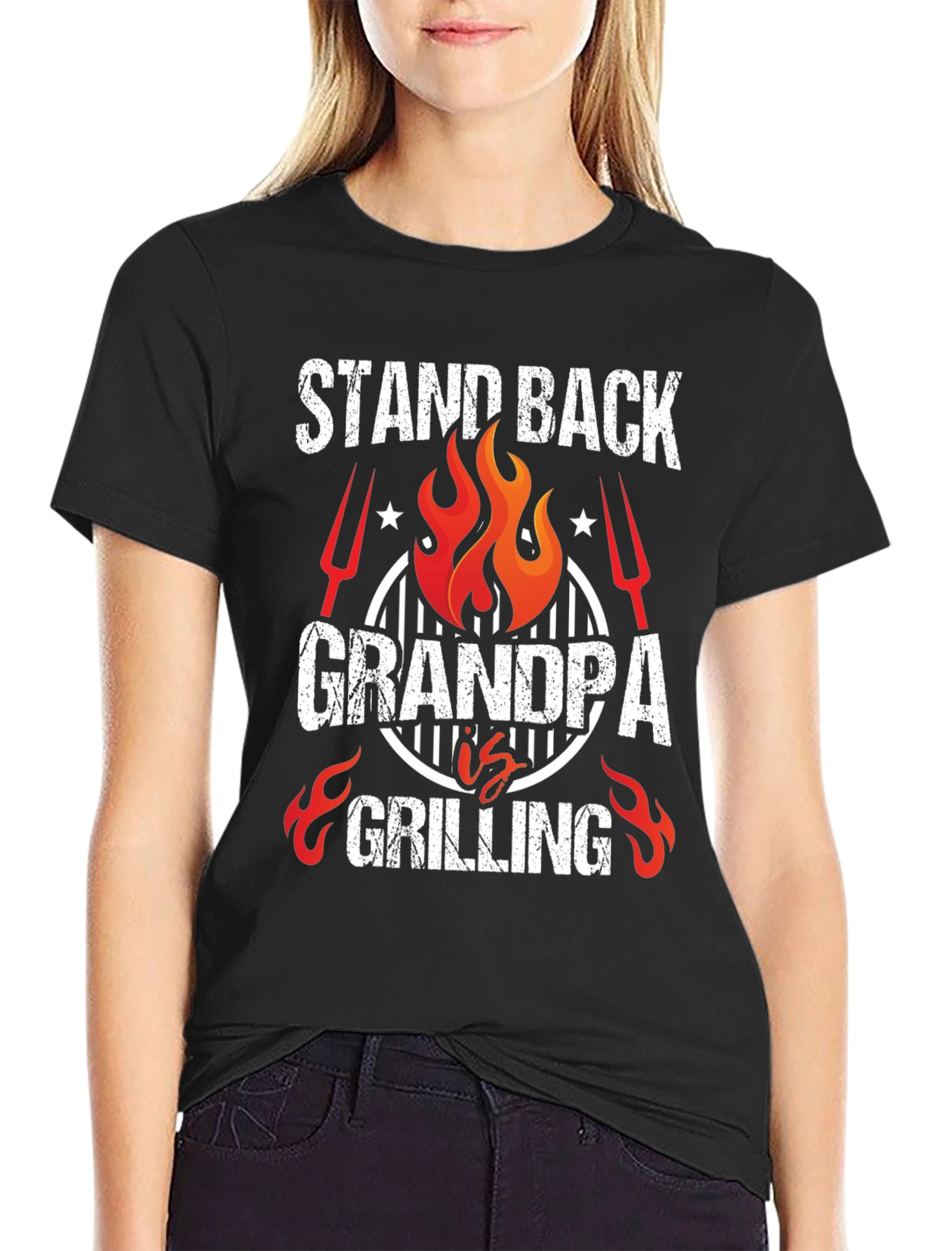 Black Grandpa Grilling T-Shirt - Stand Back BBQ Master view 2