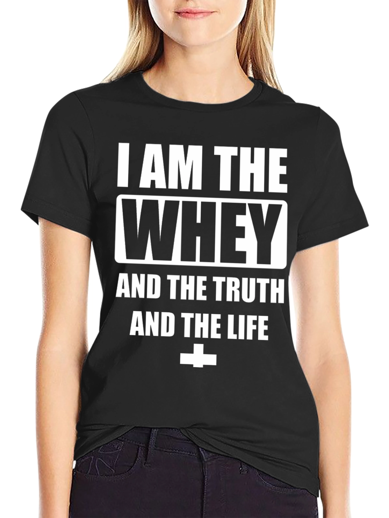 Black I Am The Whey T-Shirt Funny Workout Gym Fitness Tee view 2