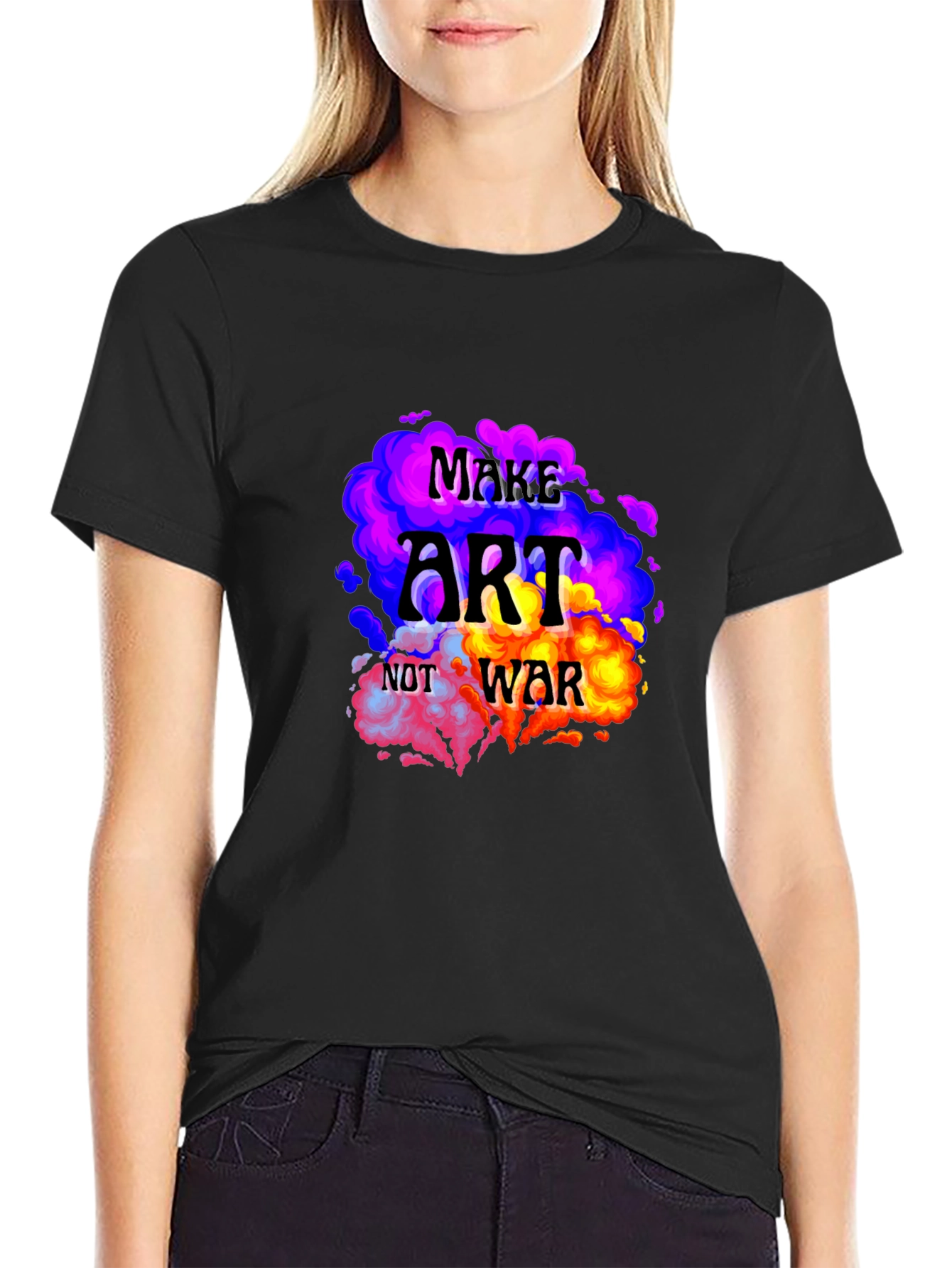 Black Make Art Not War Graphic T-Shirt view 2