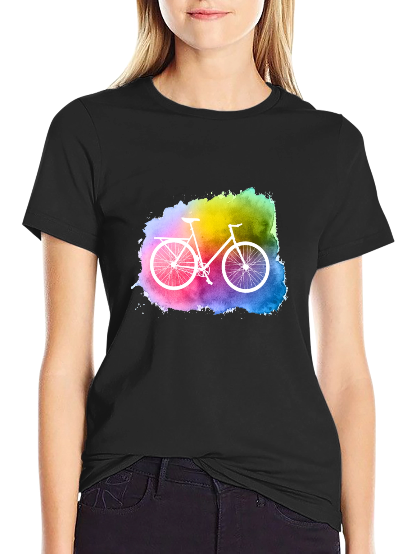 Black Watercolor Bike Graphic Tee - Unique Style view 2