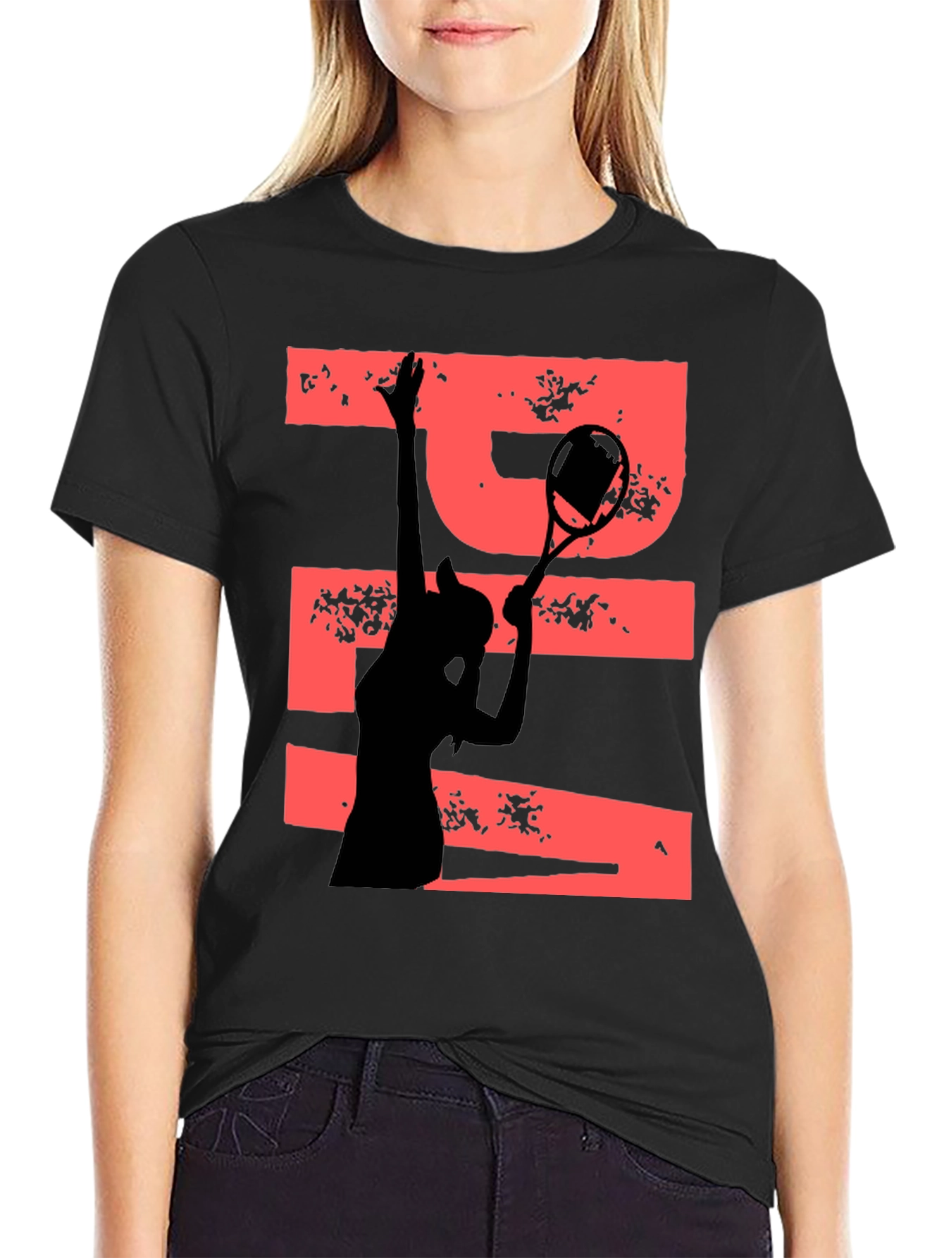 Black Tennis Player Graphic Tee - Unique Design view 2